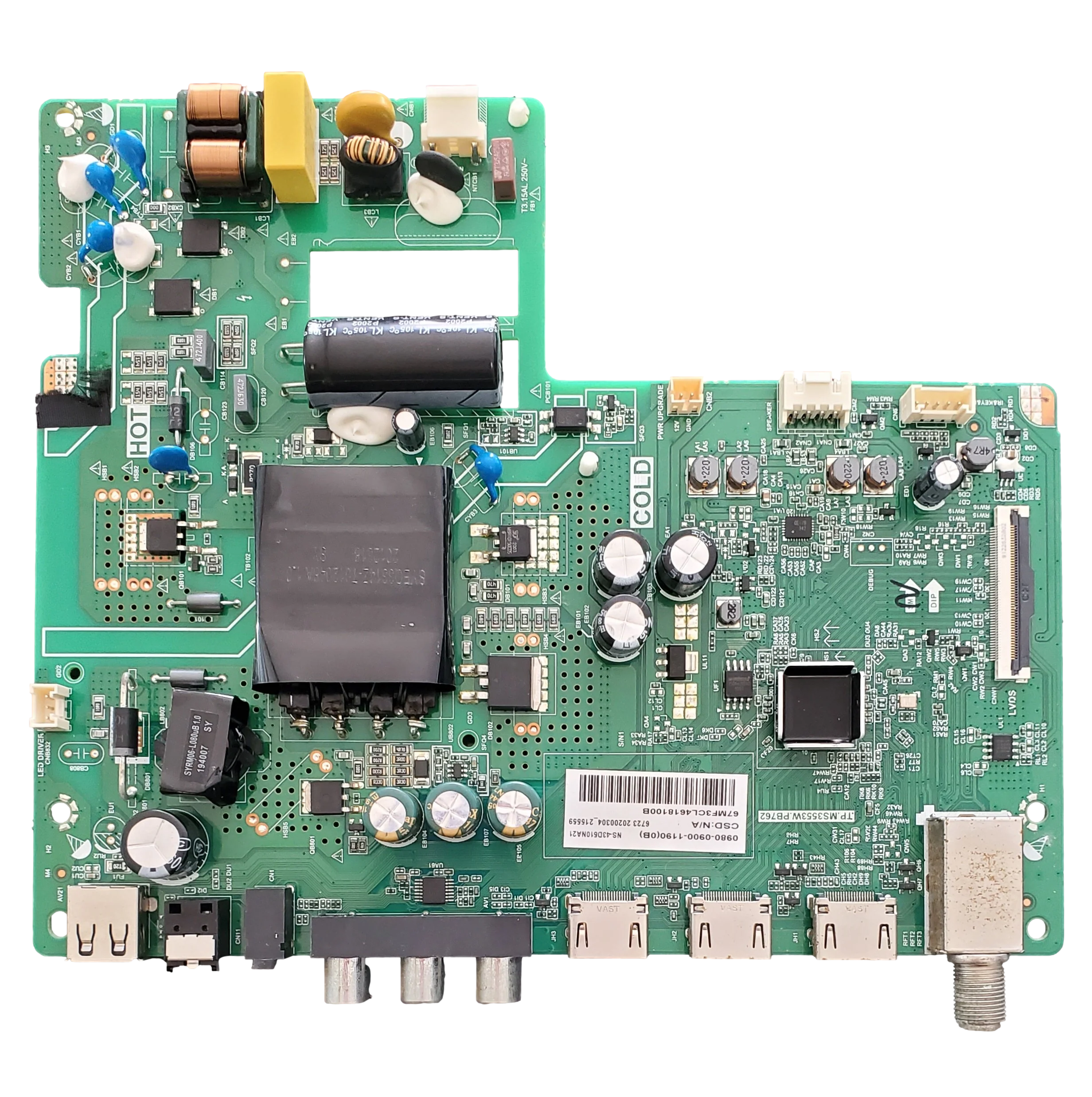 0980-0900-1190 Insignia Main Board, 0980-0900-1190, TP.MS3553W.PB762, NS-43D510NA21