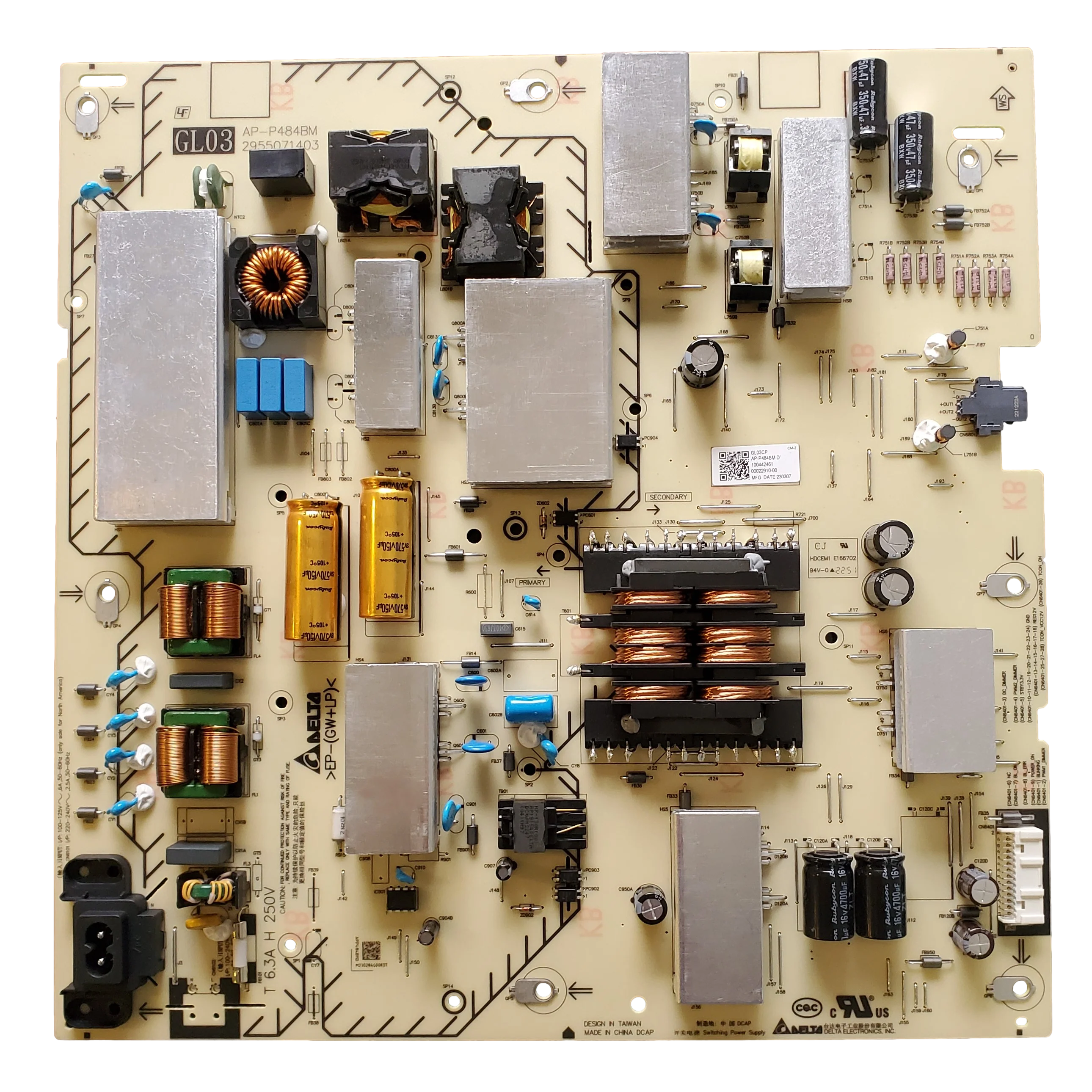 1-004-424-61 Sony Power Supply Board, GL03, AP-P484BM, 2955071403, KD-85X77L, KD-85X77CL