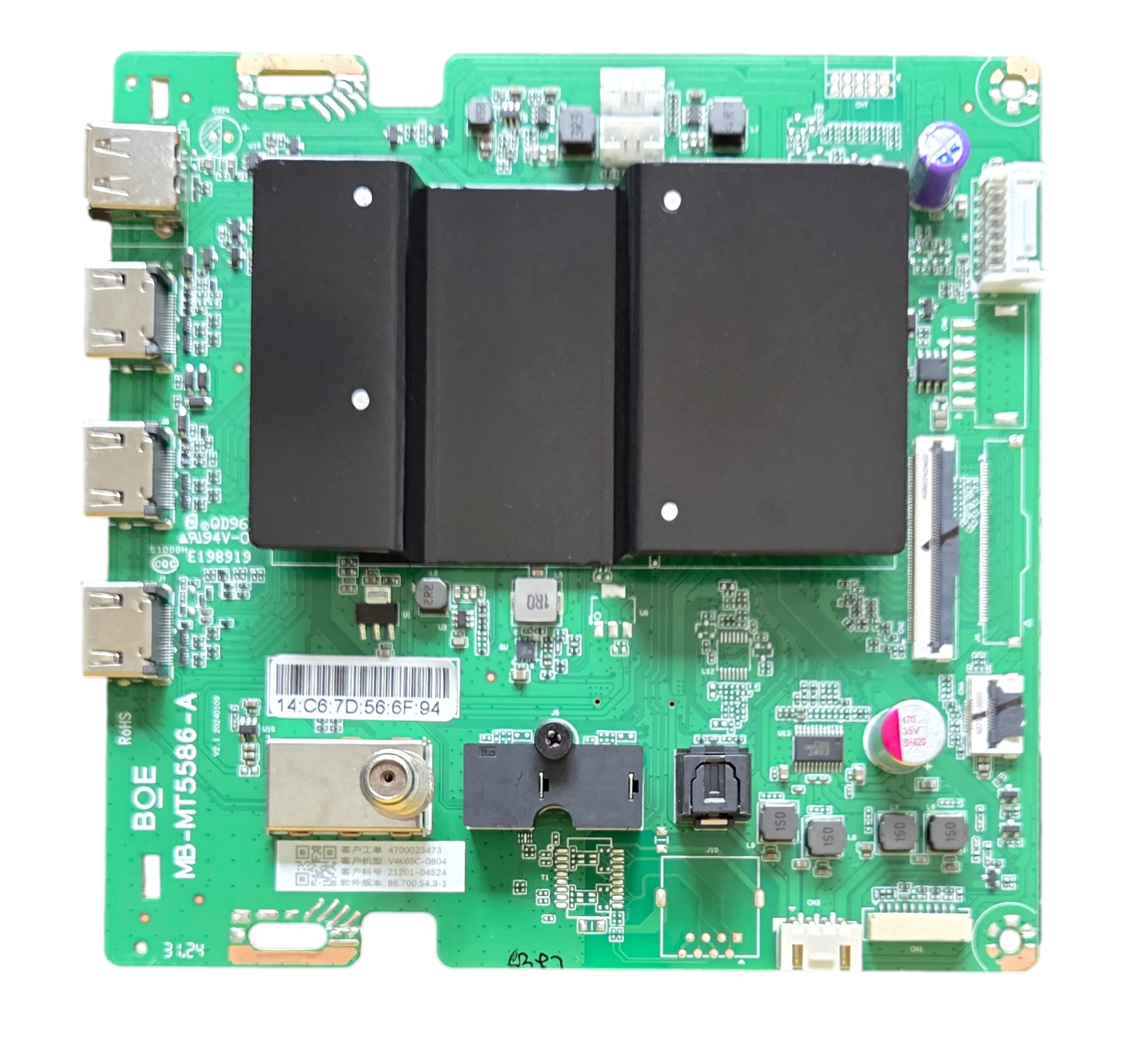 21201-04524 Vizio Main Board, MB-MT5586-A, LBVFU7JA4604008, V4K65C-0804