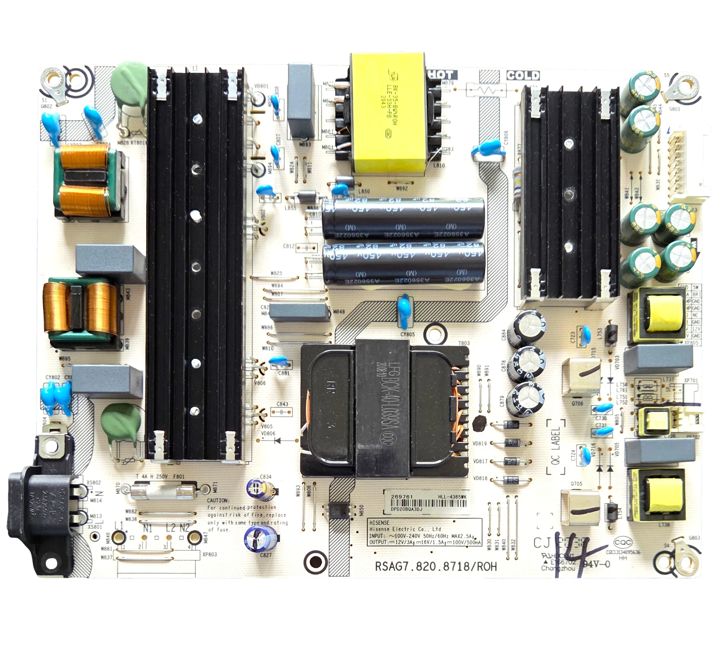 269761 Hisense Power Supply, HLL-4365WK, RSAG7.820.8718/ROH, 65R6090G5, 65R6E3, 65R6090G