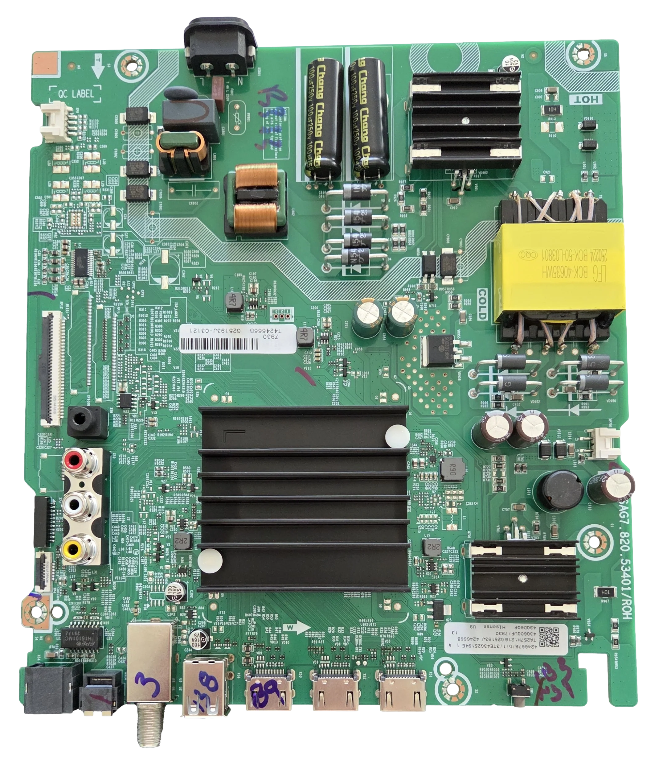 424666 Hisense Main Board, 424667 , RSAG7.820.53401/ROH , 43Q60QUF