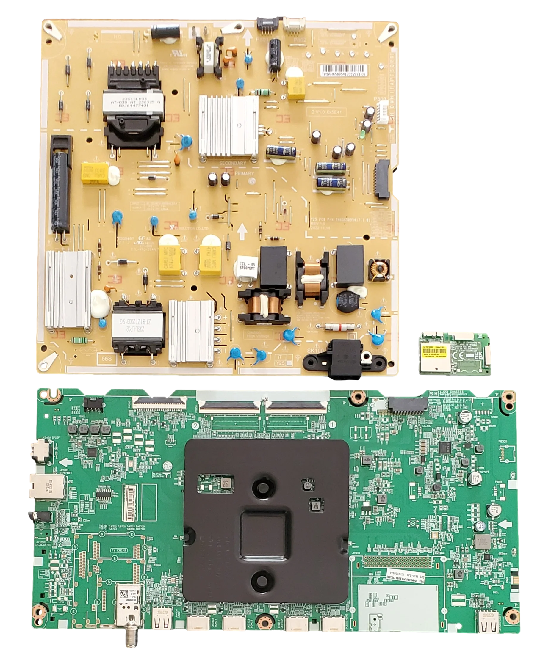 55QNED80URA LG TV Repair Parts Kit, EBT67553302 Main Board, EAY65895417 Power Supply, EAT65193302 Wifi, 55QNED80URA