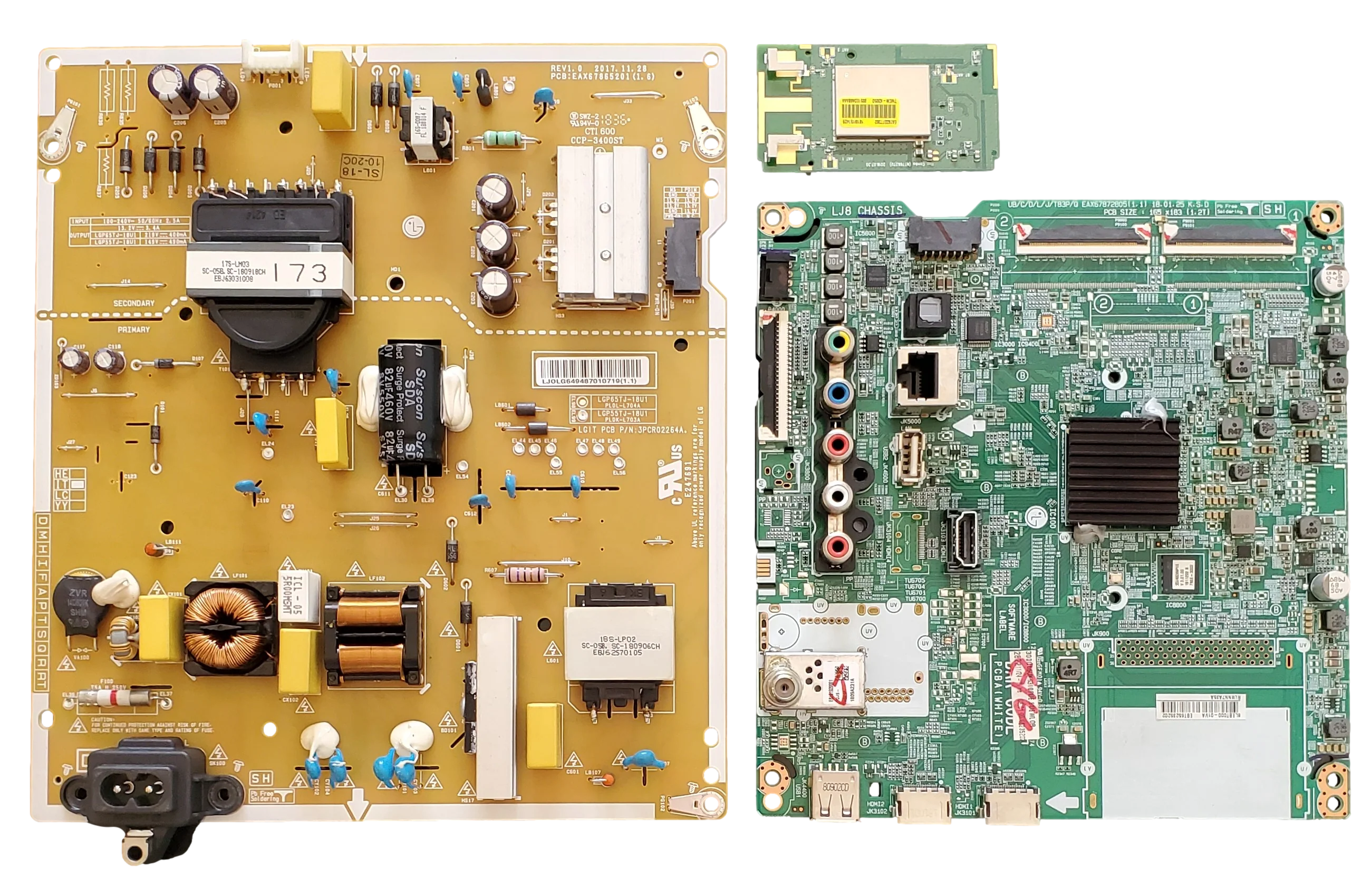 55UK6300PUE LG TV Repair Parts Kit, EBT65235202 Main Board, EAY64948701 Power Supply, EAT63377302 Wifi, 55UK6300PUE BUSWLOR, 55UK6300PUE