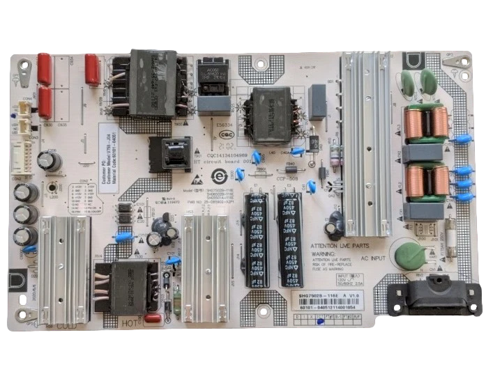 60101-04051 Vizio Power Supply, SHG7502B-116E, 25-DB5902-X2P1, V755-J04