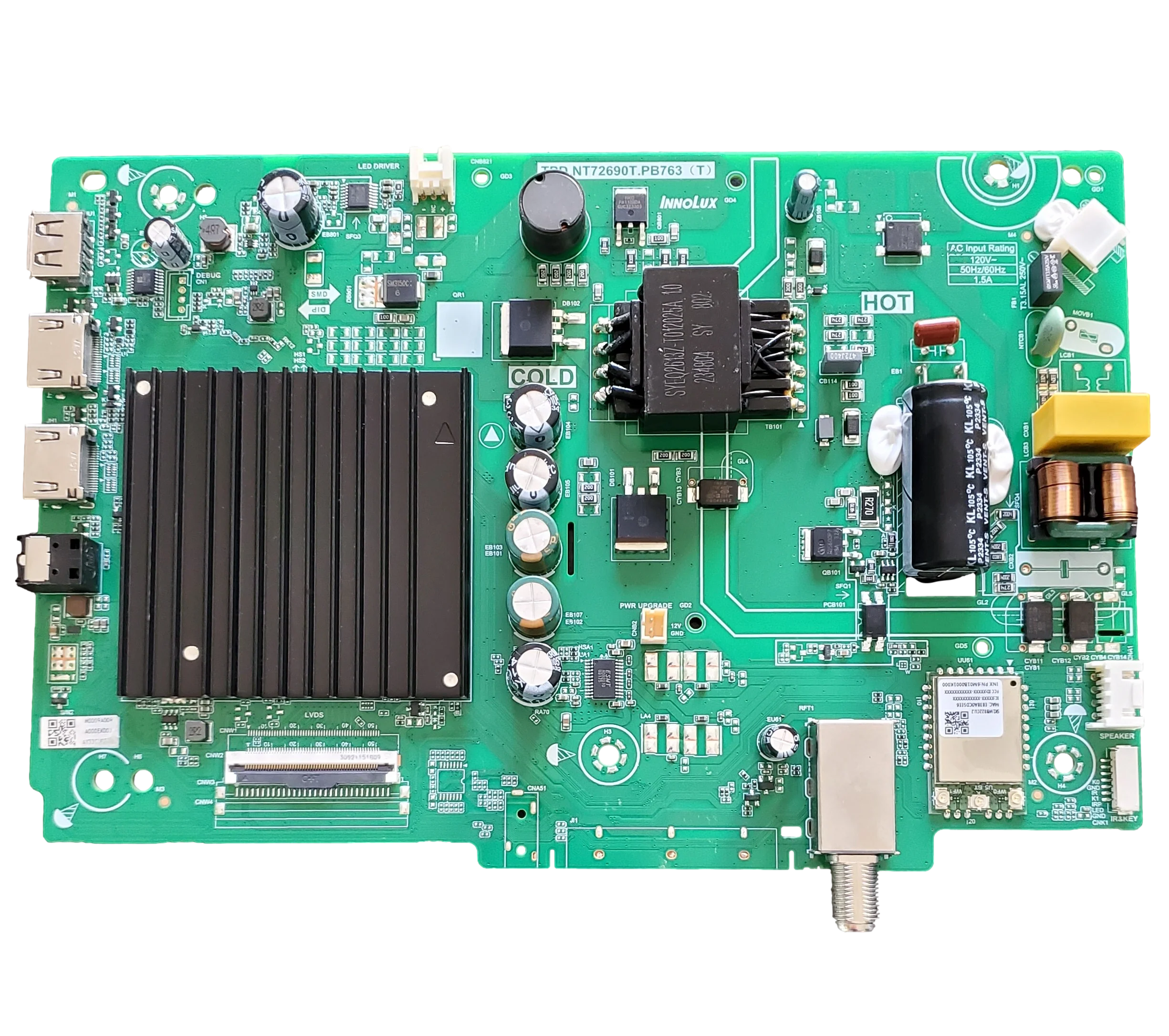 6M03A000EK00J Vizio Main Board/Power Supply, TPD.NT72690T.PB763(T), A000EK00J, M000AL20R, VFD40M-0809