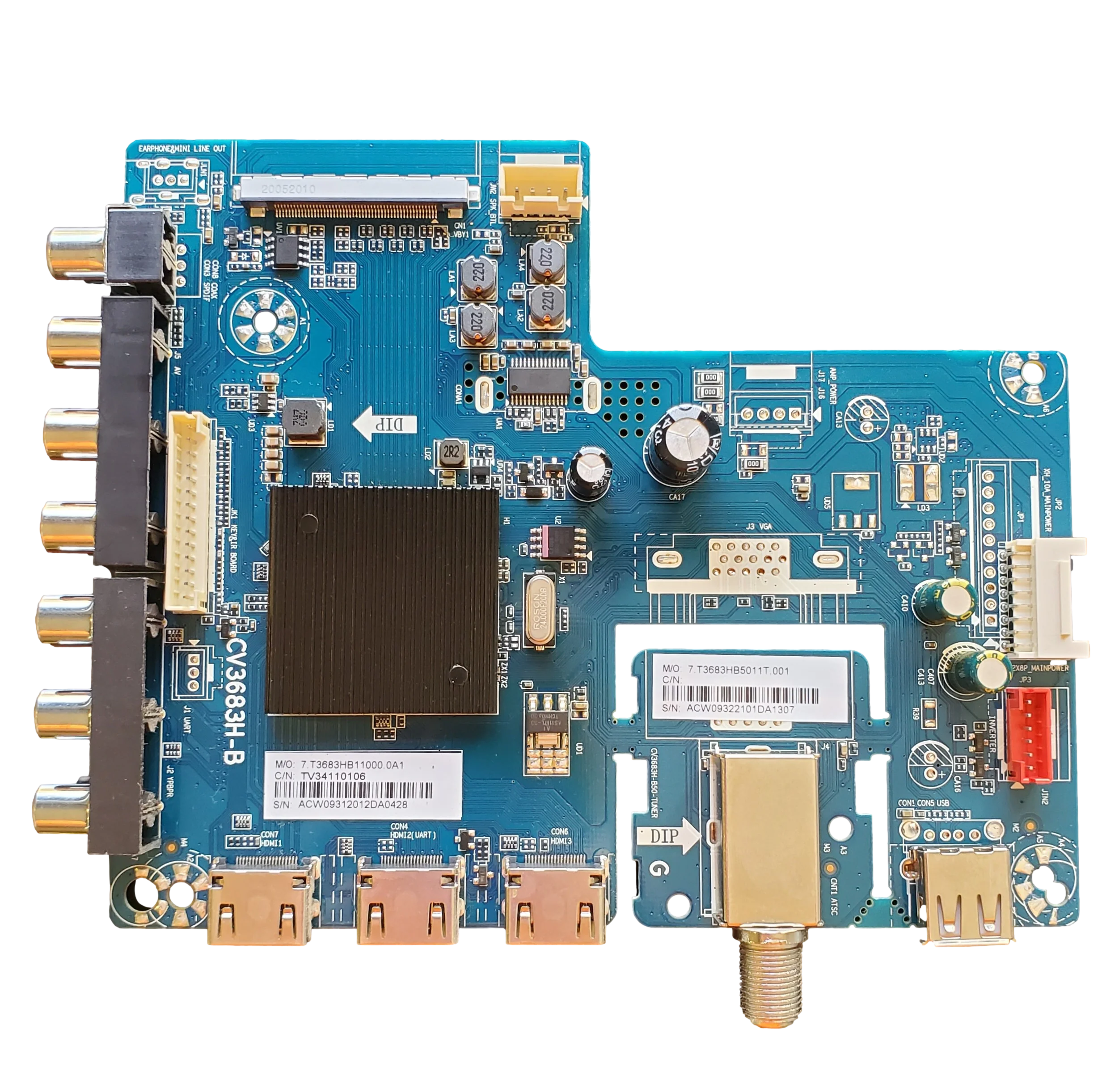 7.T3683HB11000.0A1, RCA Main Board, CV3683H-B, RTU6549