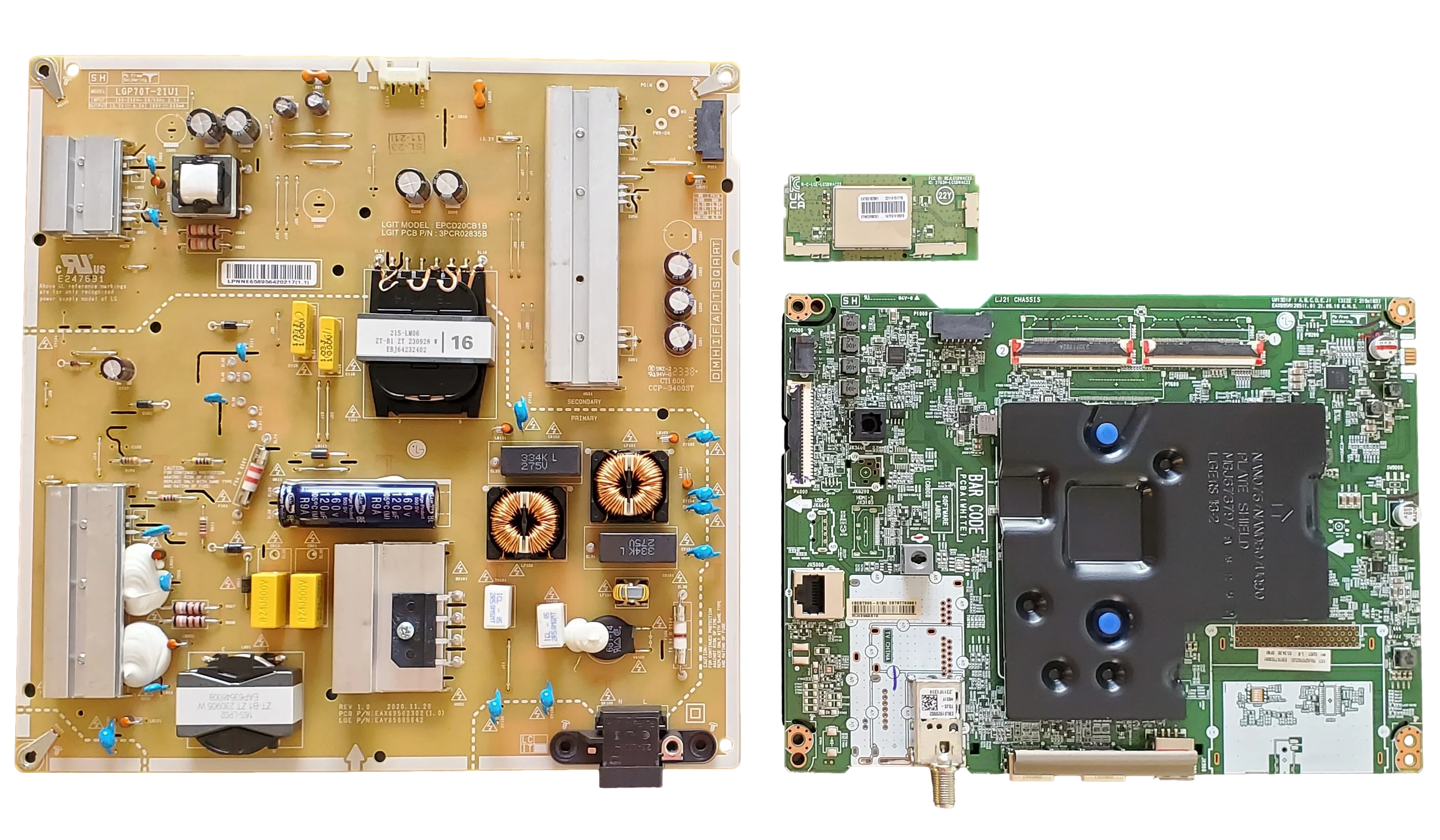 70UQ7590PUB LG TV Repair Parts Kit, EBT67703001 Main Board, EAY65895642 Power Supply, EAT65182001 Wifi, 70UQ7590PUB