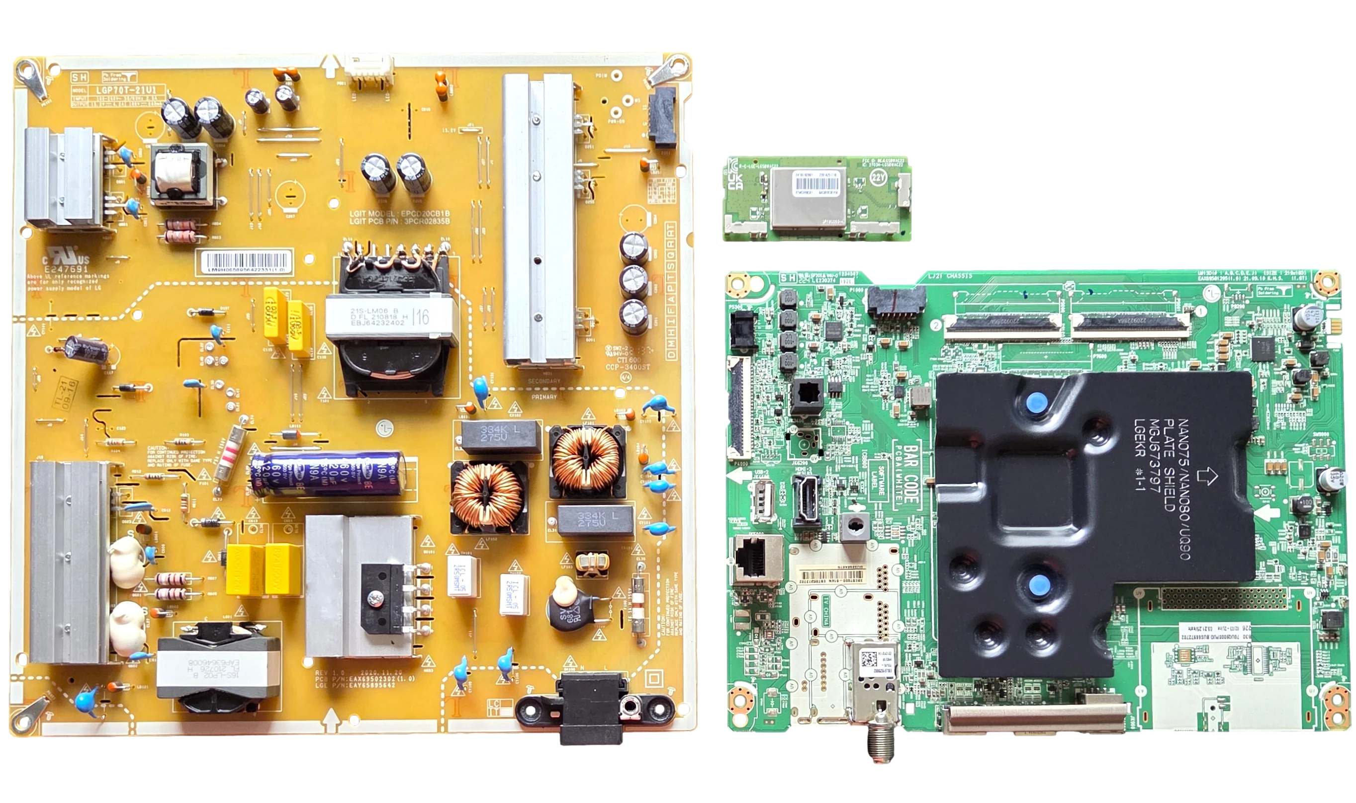 70UQ9000PUD LG TV Repair Parts Kit, EBT66972702 Main Board, EAY65895642 Power Supply, EAT65182001 Wifi, 70UQ9000PUD BUSMLKR, 70UQ9000PUD