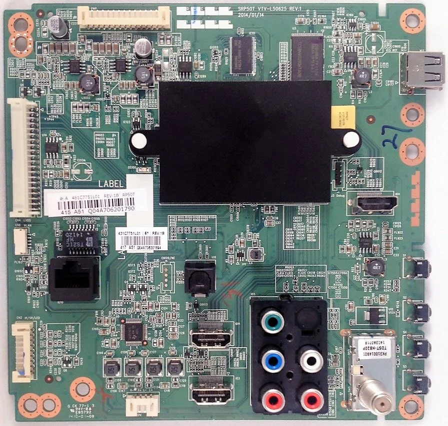 75037076 Toshiba Main Board, 75038343, 461C7751L01, 431C7751L01, 50L3400U, 50L3400, 50L2400U, 50L1400U