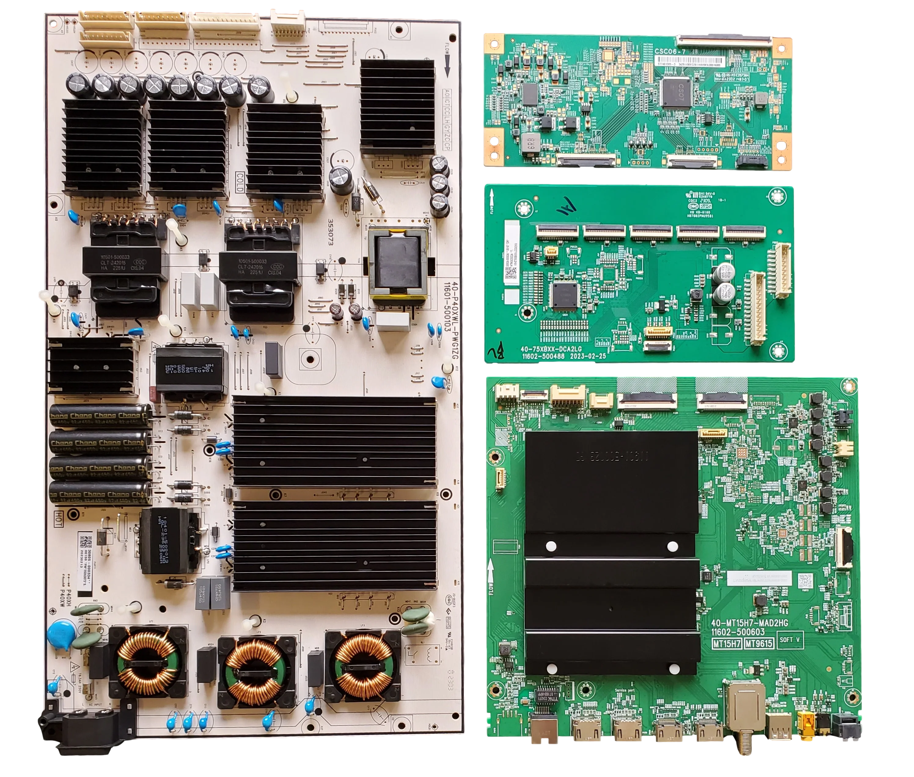 75QM850G TCL TV Repair Parts Kit, 30800-000919 Main Board, 30805-000334 Power Supply, ST7461D05-3 T-Con, 30835-000036 LED Driver, 75QM850G
