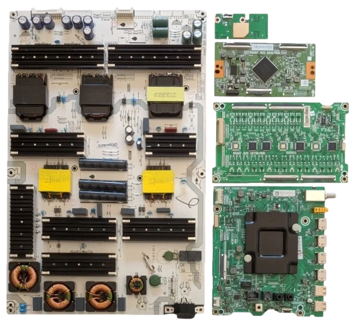 75U6G Hisense TV Repair Parts Kit, 291030 Main Board, 262610 Power Supply, 284346 T-Con, 284167 LED Driver, 1243953 Wifi, 75U6G
