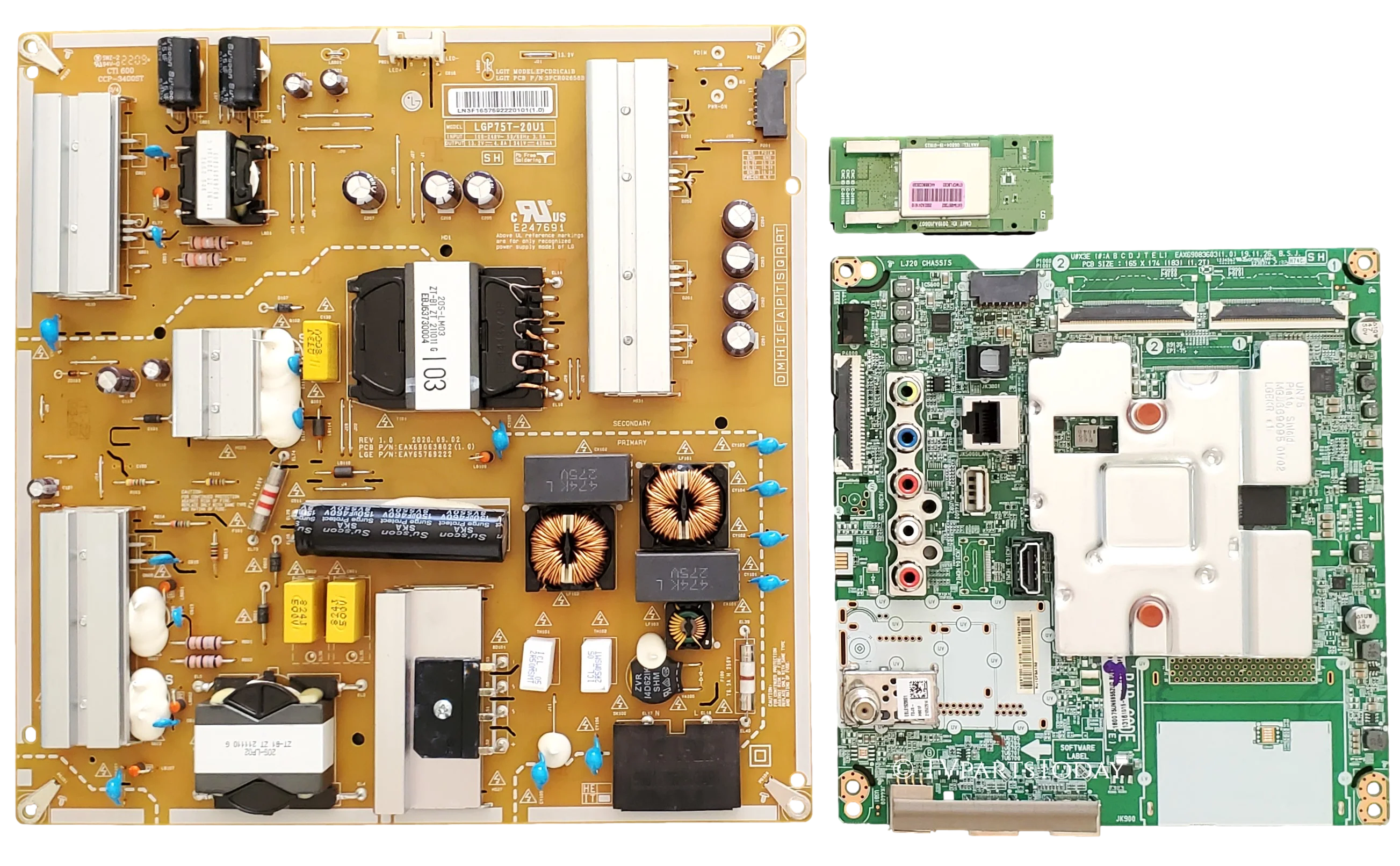 75UN6955ZUD LG TV Repair Parts Kit, EBT66714502 Main Board, EAY65769222 Power Supply, EAT64897302 Wifi, 75UN6955ZUD