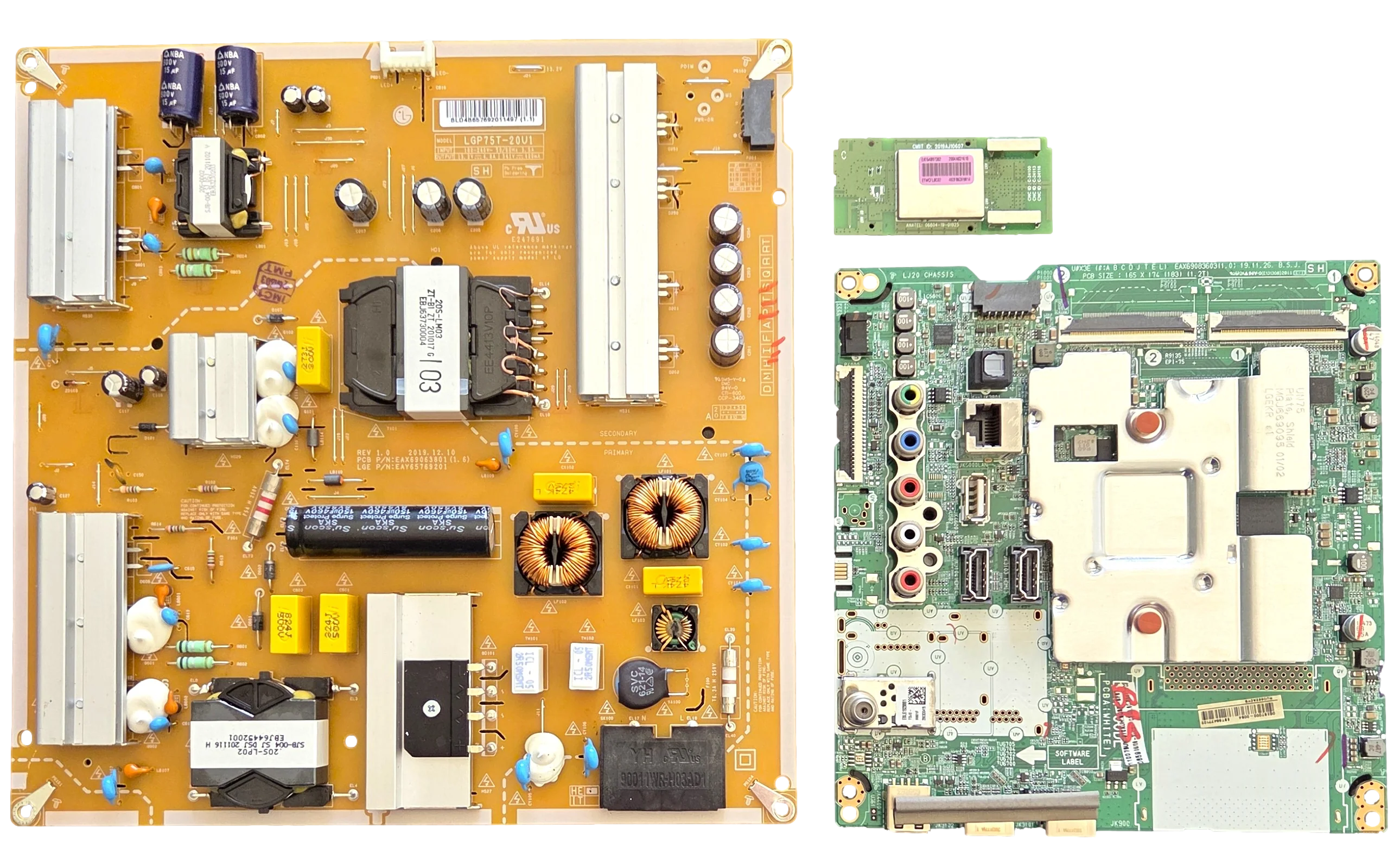 75UN7370AUH LG TV Repair Parts Kit, EBT66477102 Main Board, EAY65769201 Power Supply, EAT64897302 Wifi, 75UN7370AUH.BUSFLOR, 75UN7370AUH