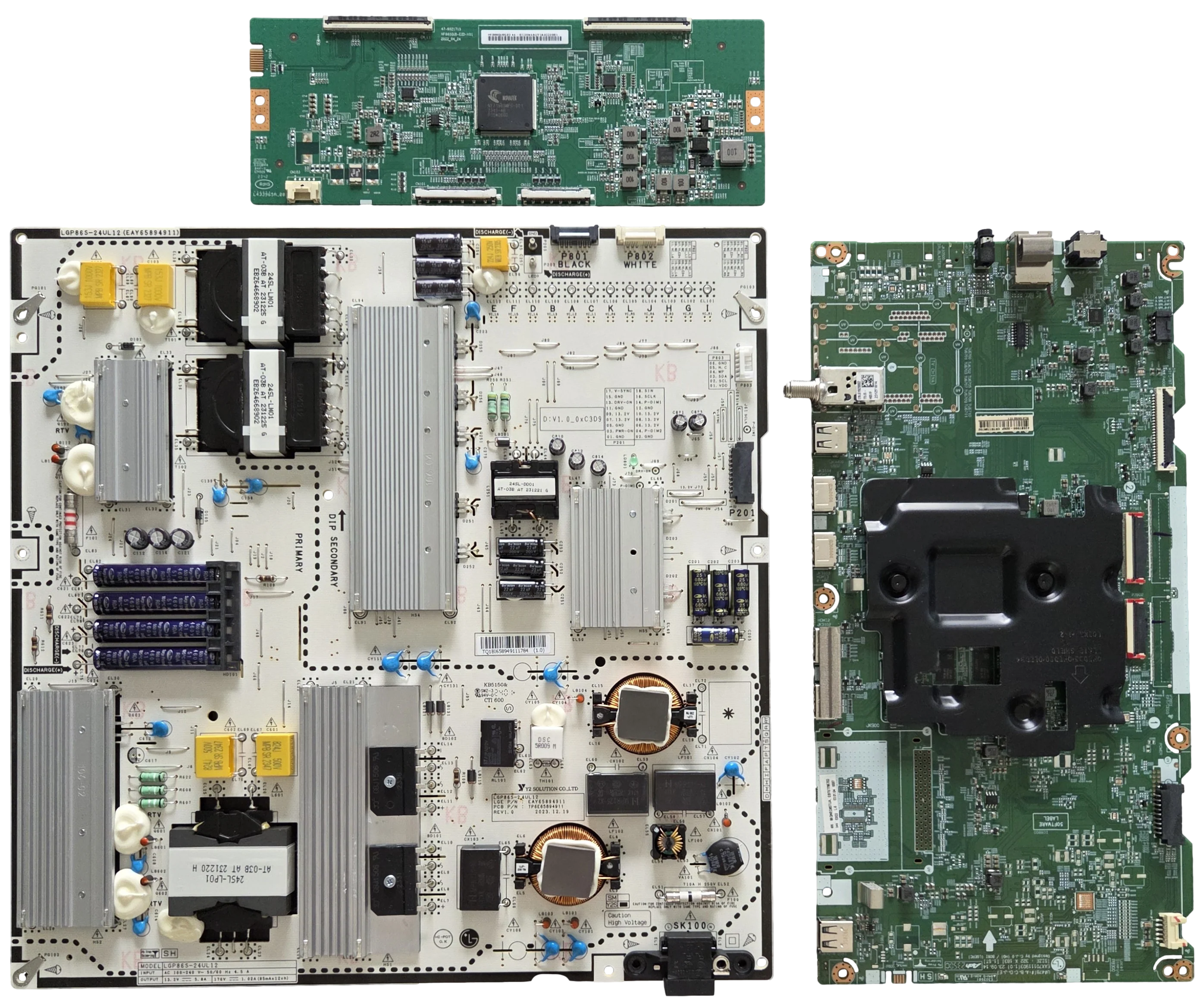 86QNED85TUA LG TV Repair Parts Kit, EBT67796702 Main Board, EAY65894911 Power Supply, 44-9772044 T-Con, EAT65193302 Wifi, 86QNED85TUA