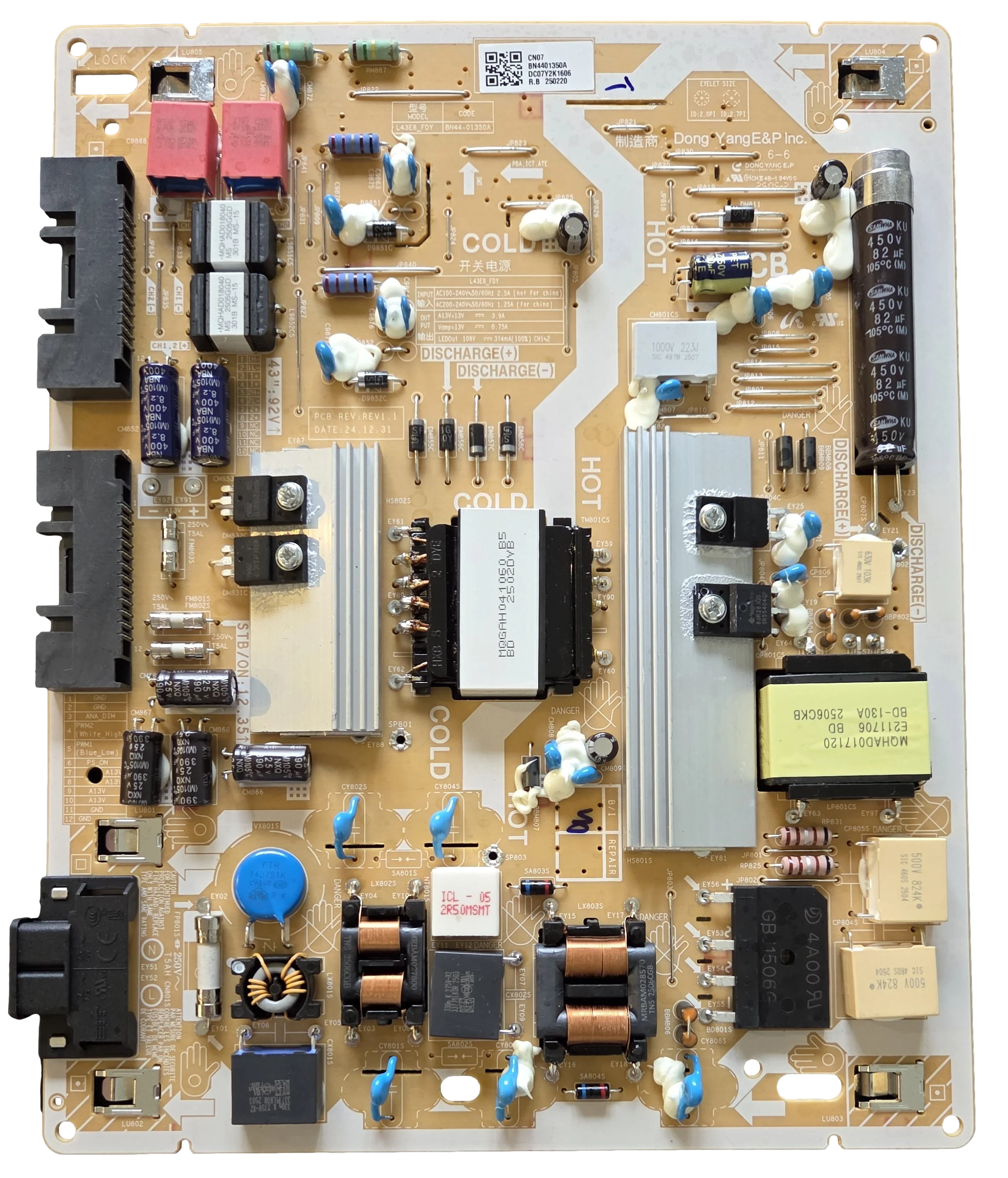 BN44-01350A Samsung Power Supply Board, L43E8_FDY, QN43Q8FAAFXZA