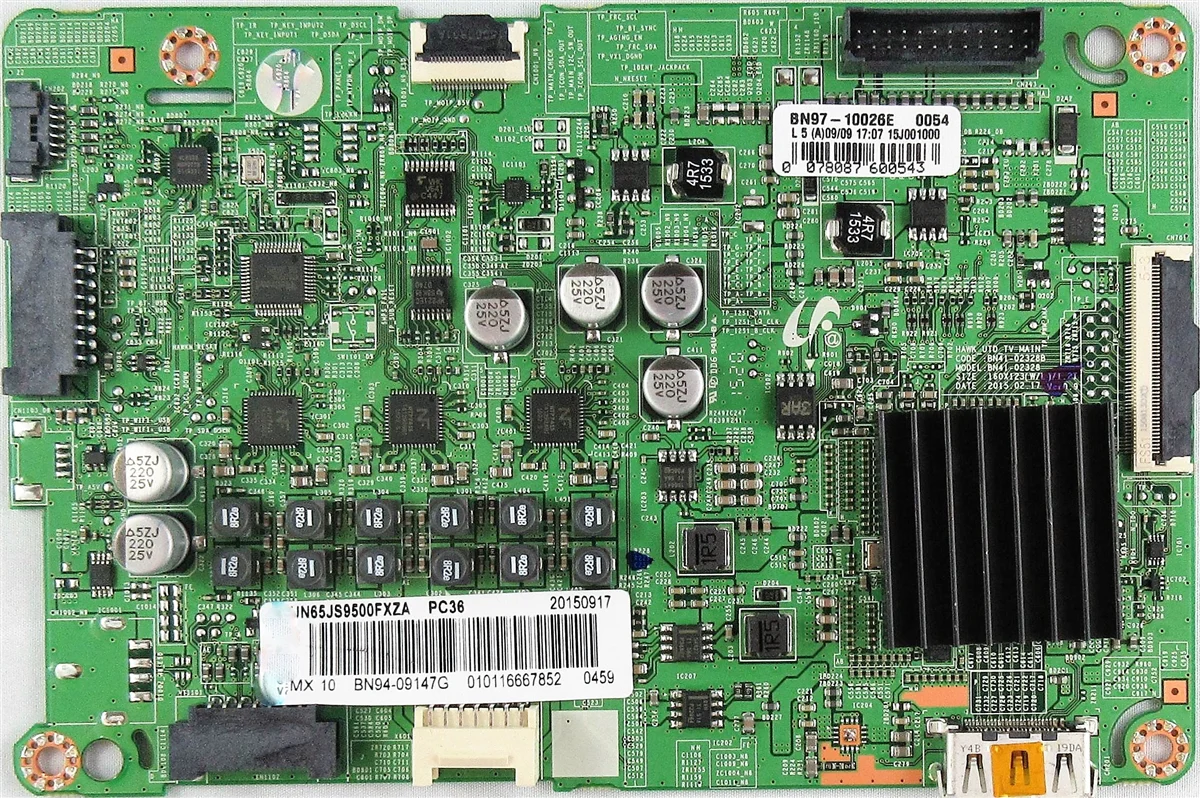 BN94-09147G Samsung Main Board, BN94-08310G, BN97-10026E, BN41-02328B, UN65JS9500FXZA, UN65JS9500FXZA TS01, UN65JS9500FXZC
