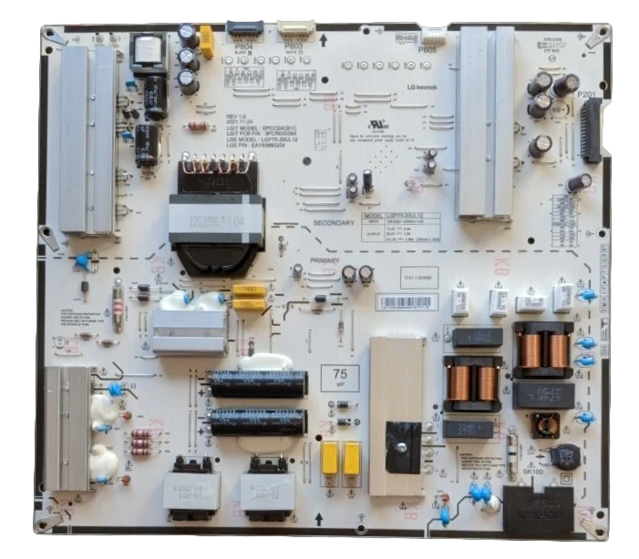 EAY65893204 LG Power Supply, LGP75-20UL12, 3PCR03038A, 75QNED80UQA, 75QNED80AQA, 75QNED75URA, 75UQ7590PUB