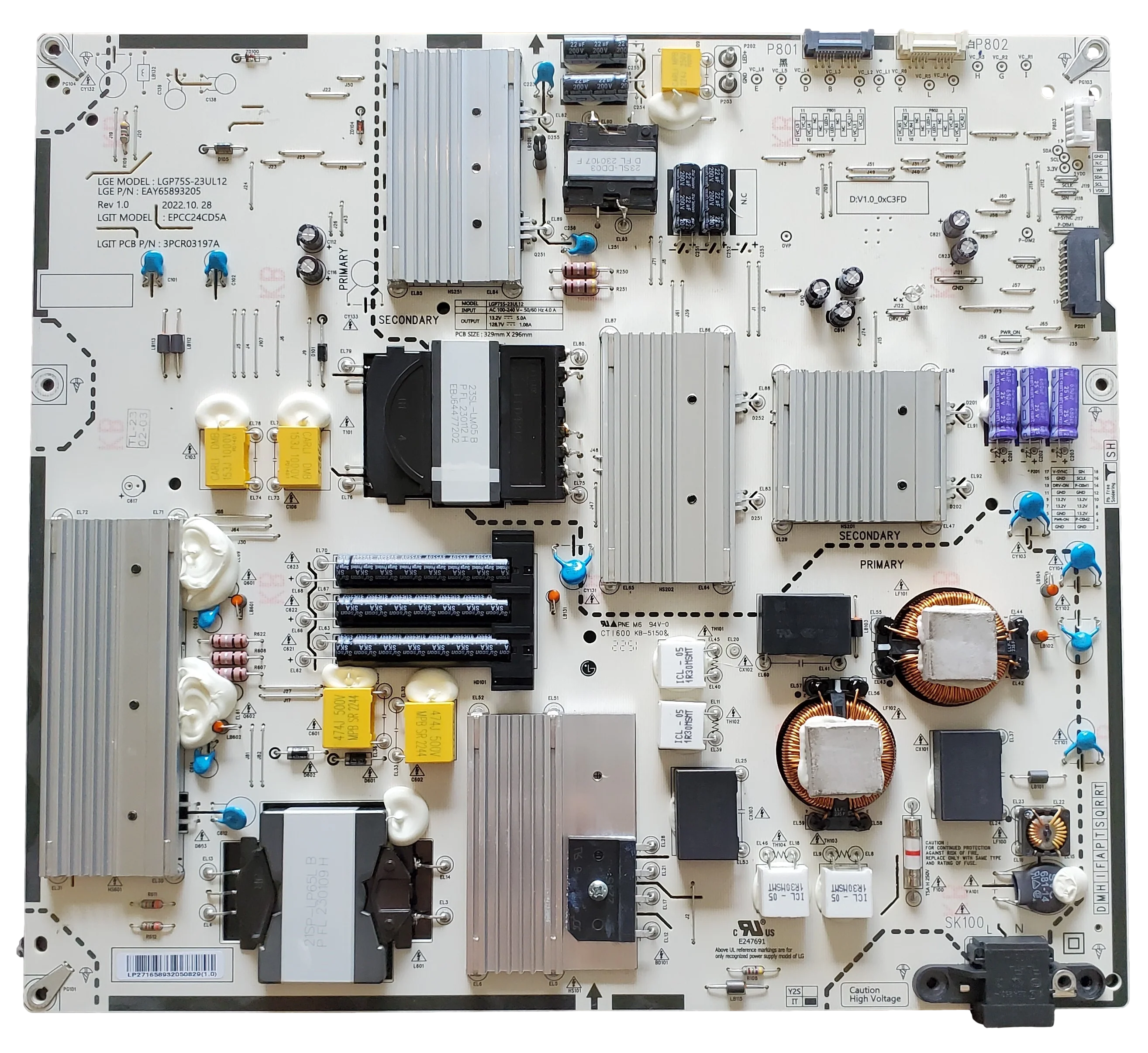 EAY65893205 LG Power Supply, 65893205, 3PCR03197A, 75QNED80URA, 75UR9000PUA, 75QNED80ARA, 75QNED85TUA