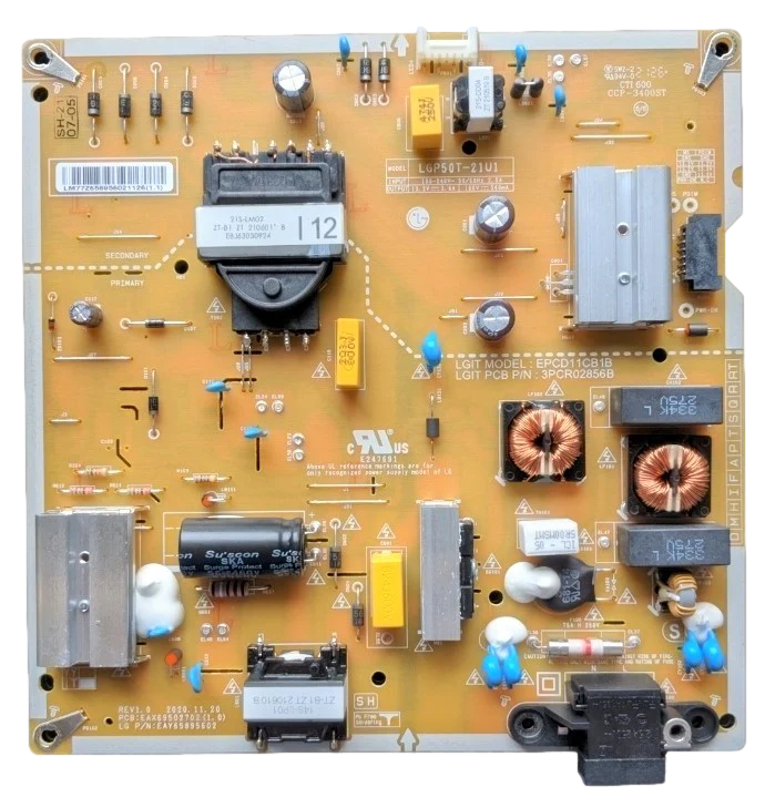 EAY65895602 LG Power Supply, 3PCR02856B, LGP50T-21U1, 50UP7670PUC
