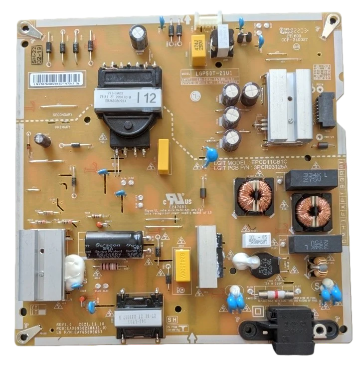 EAY65895657 LG Power Supply Board, EAX69502704 (1.0), LGP50T-21U1, EPCD11CB1C, 3PCR03125A, 50UQ7070ZUE, 50UQ8000AUB