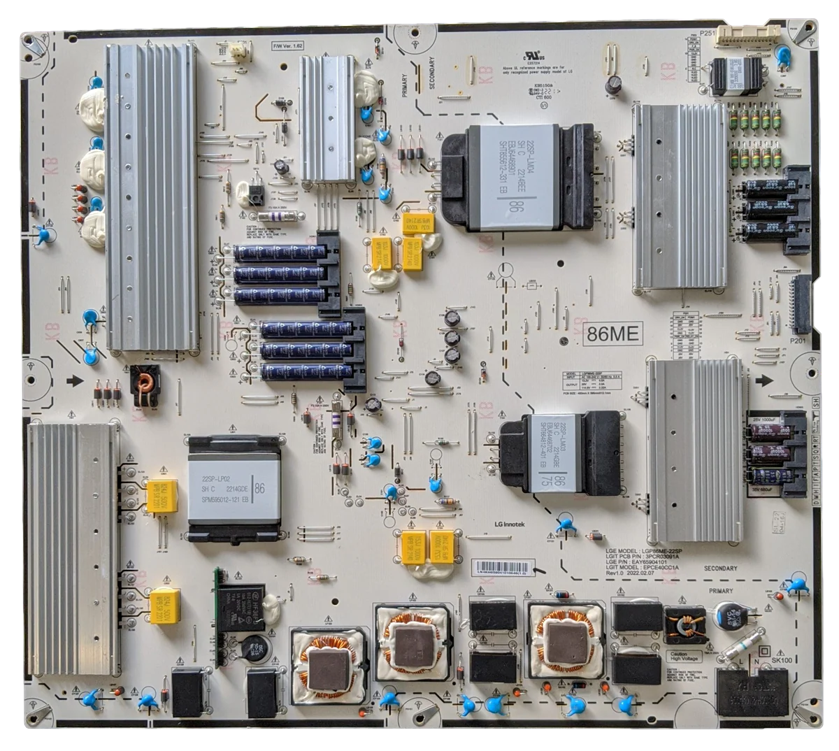 EAY65904101 LG Power Supply, LGP86ME-22SP, 3PCR03091A, EPCE40CC1A, 86QNED85UQA
