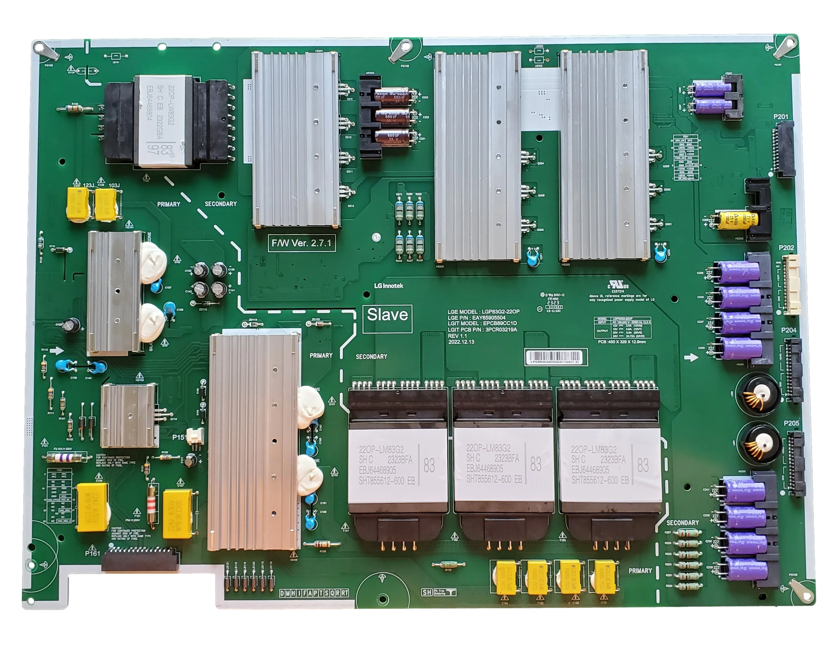 EAY65905504 LG Power Supply (Slave), 3PCR03219A, LGP83G2-22OP, OLED83G3PUA, OLED83G3PUA.BUSYLJR