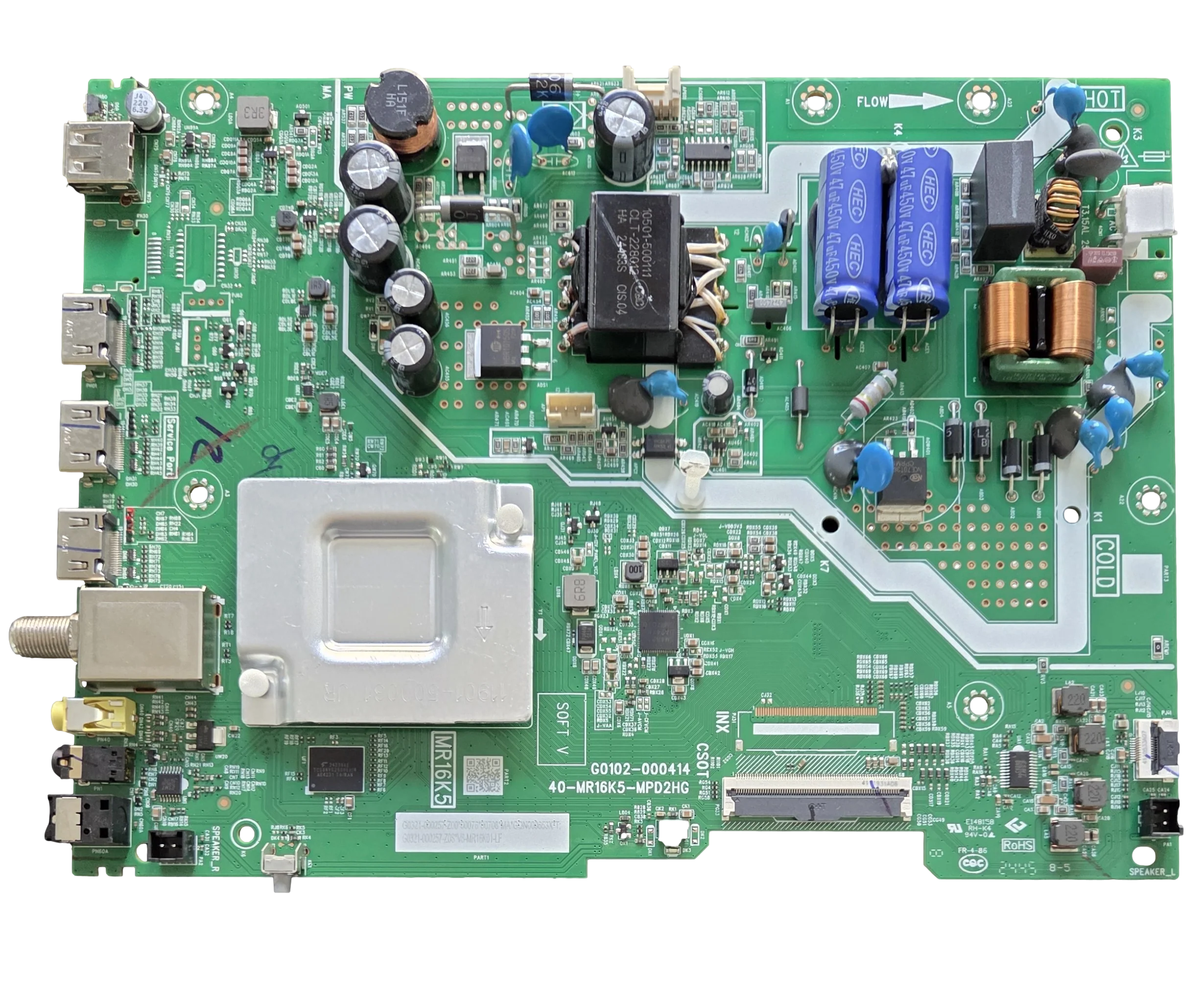 G0321-000257 TCL Main Board, G0102-000414, 40-MR16K5-MPD2HG, 43S310R