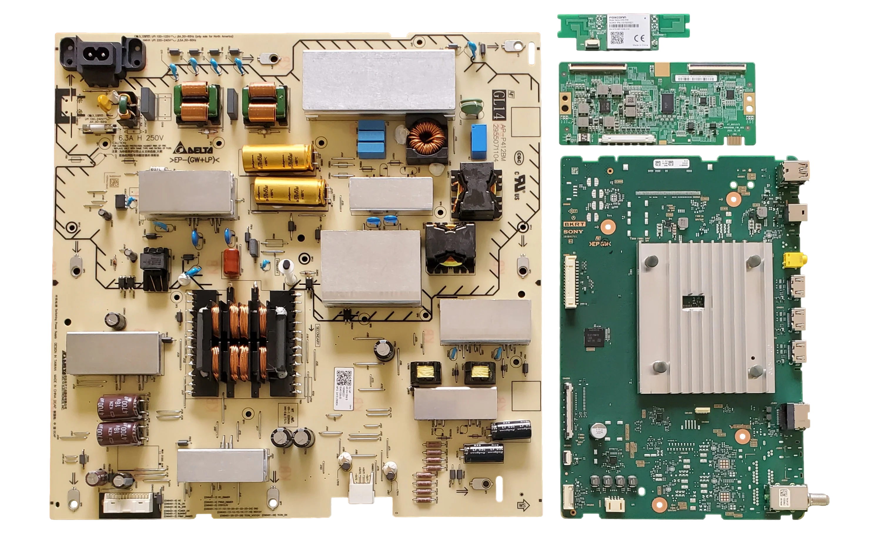 KD-75X77L Sony TV Repair Parts Kit, A-5059-085-B Main Board, 1-009-802-21 Power Supply, 1-014-056-11 T-Con, 1-015-059-21 Wifi, KD-75X77L