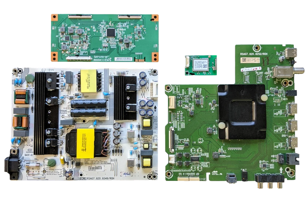 LC-58Q7330U Sharp TV Repair Parts Kit, 244863 Main Board, 239418 Power Supply, MACDJ4E12 T-Con, 1196330 Wifi, LC-58Q7330U