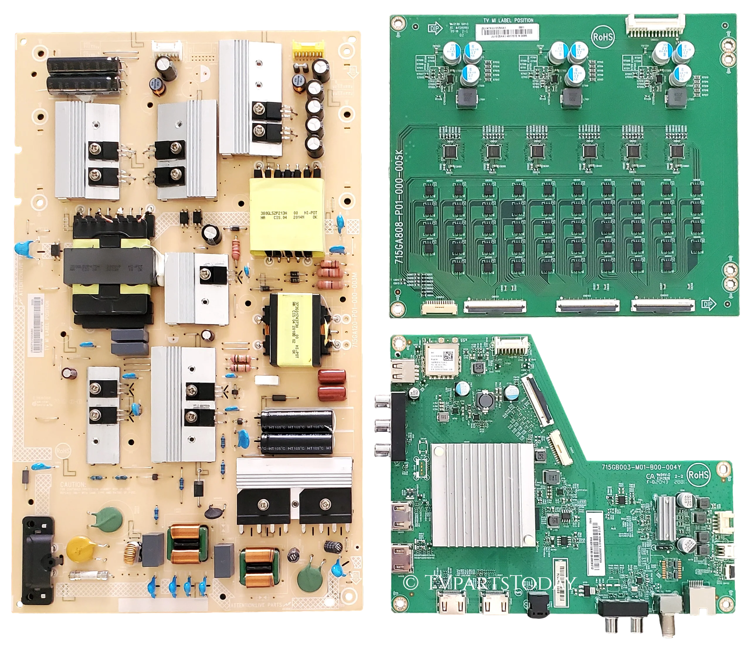 M55Q8-H1 Vizio TV Repair Parts Kit, 756TXKCB02K015 Main Board, ADTVJ1825ABC Power Supply, LNTVJU12ZXAA1 LED Driver, M55Q8-H1