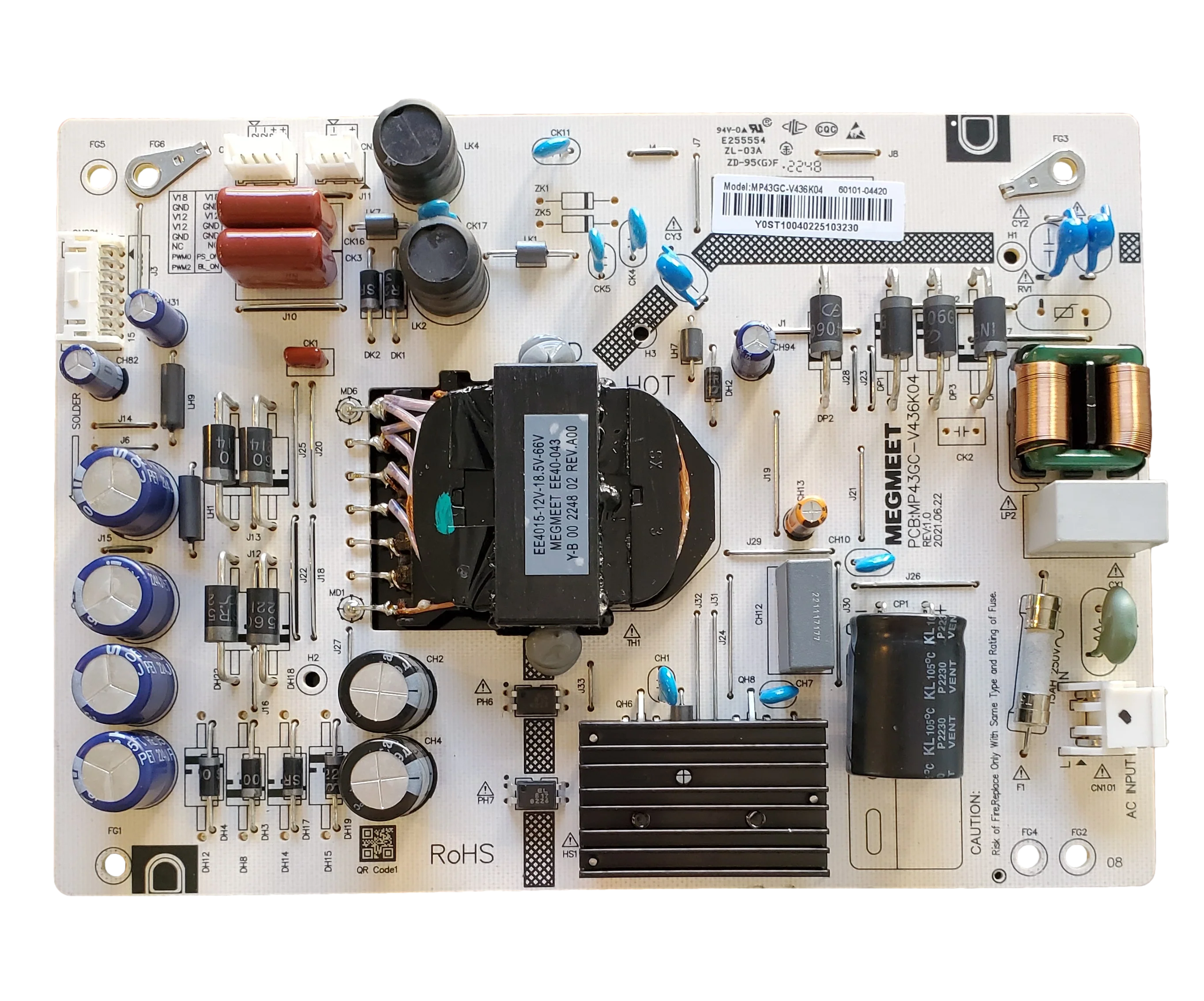 60101-04420 VIZIO Power Supply Board, MP43GC-V436K04 , E255554, V435M-K04