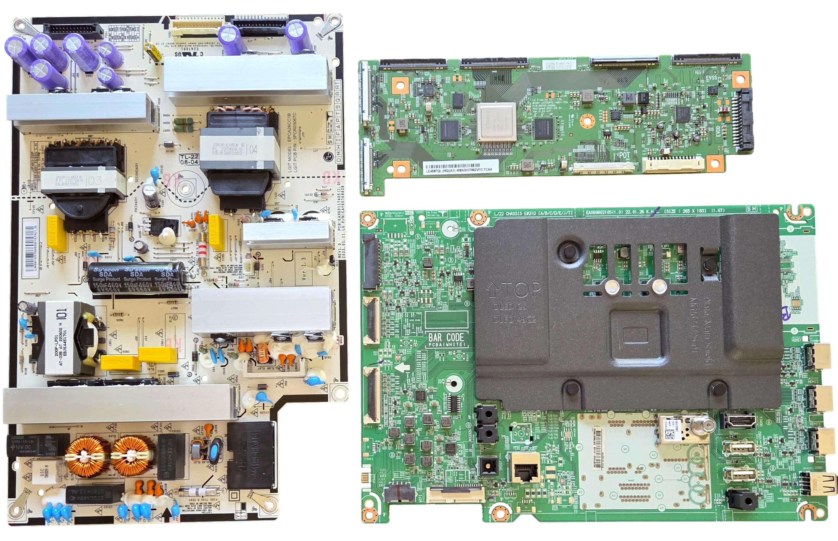 OLED48C2AUA LG TV Repair Parts Kit, EBT66915005 Main Board, EAY65768828 Power Supply, 6871L-6934A T-Con, OLED48C2PUA, OLED48C2AUA