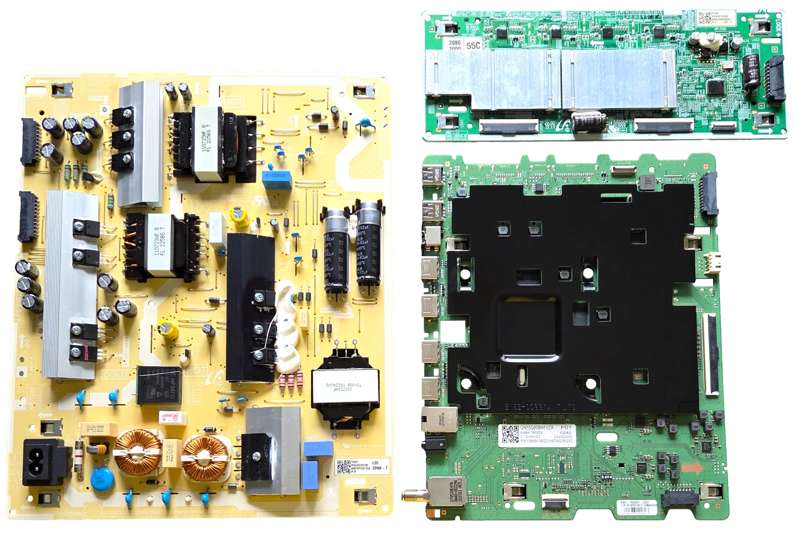 QN55Q80BAFXZA Samsung TV Repair Parts Kit, BN94-18022V Main Board, BN44-01051B Power Supply, BN44-01046B LED Driver, QN55Q80BAFXZA BA04, QN55Q80BAFXZA