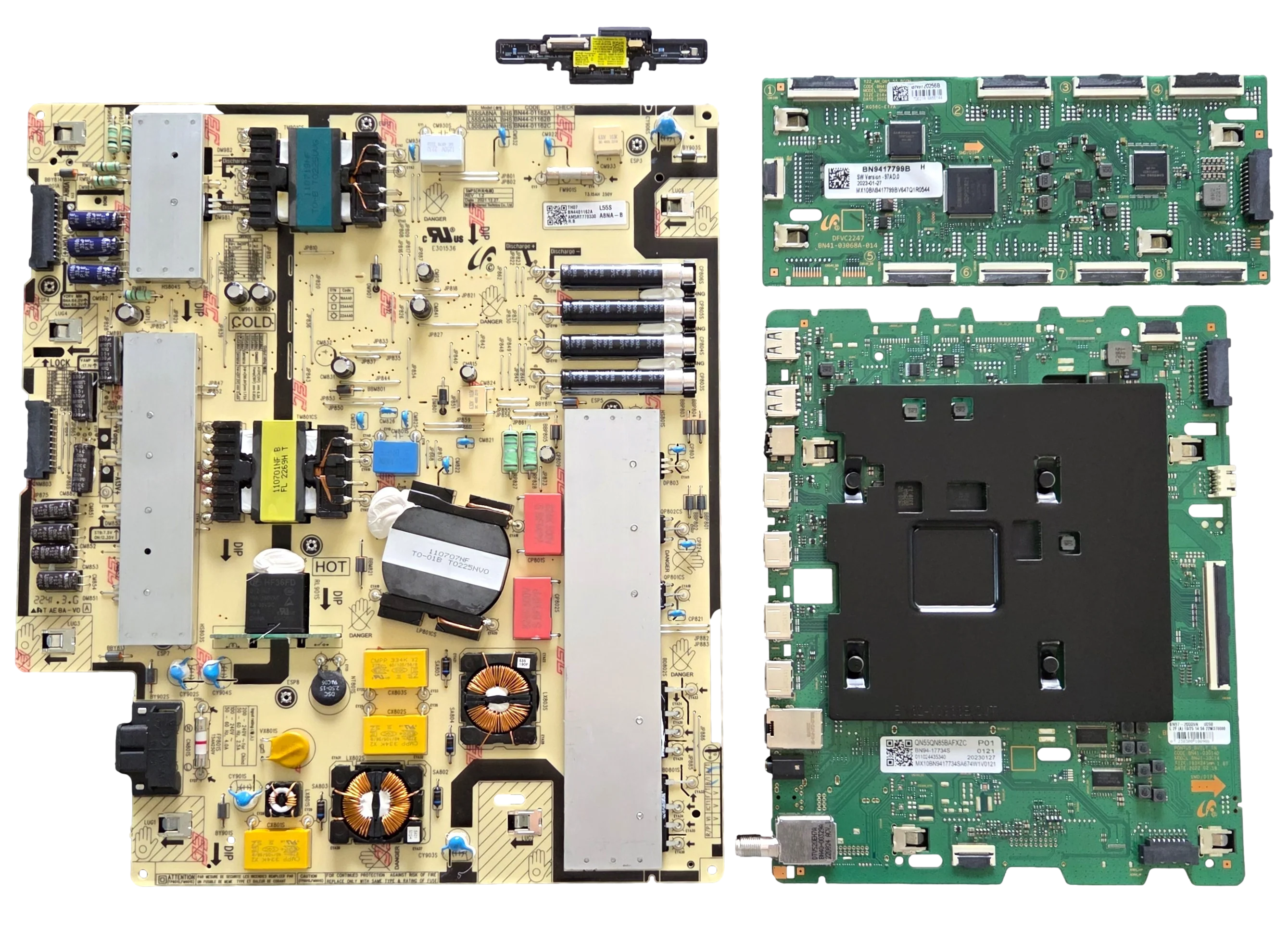 QN55QN85BAFXZA Samsung TV Repair Parts Kit, BN94-17734S Main Board, BN44-01162A Power Supply, BN94-17799B LED Driver, BN59-01397A Wifi, QN55QN85BAFXZA
