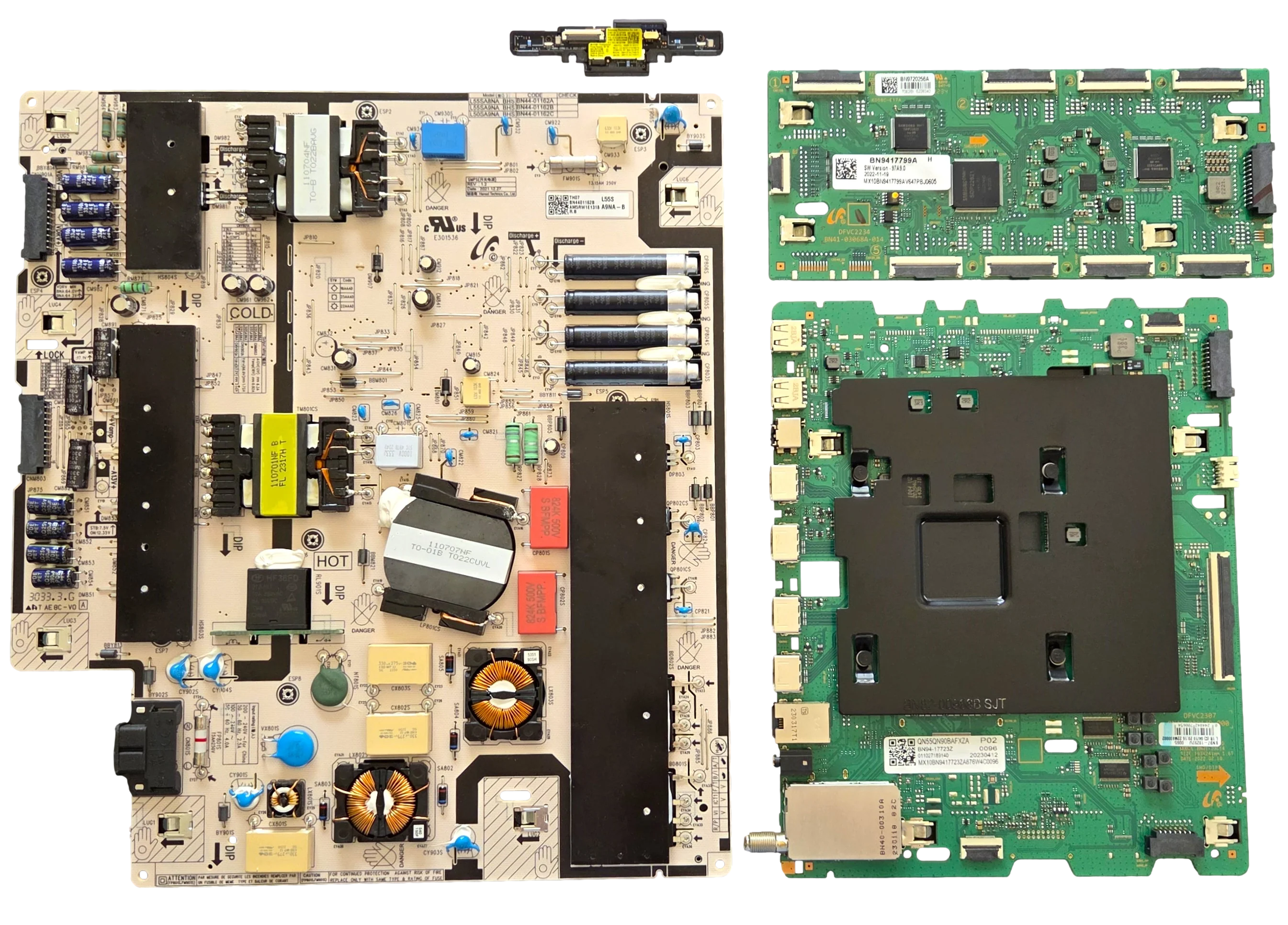 QN55QN90BAFXZA Samsung TV Repair Parts Kit, BN94-17723Z Main Board, BN44-01162B Power Supply, BN94-17799A LED Driver, BN59-01397A Wifi, QN55QN90BAFXZA CK23, QN55QN90BDFXZA CK23
