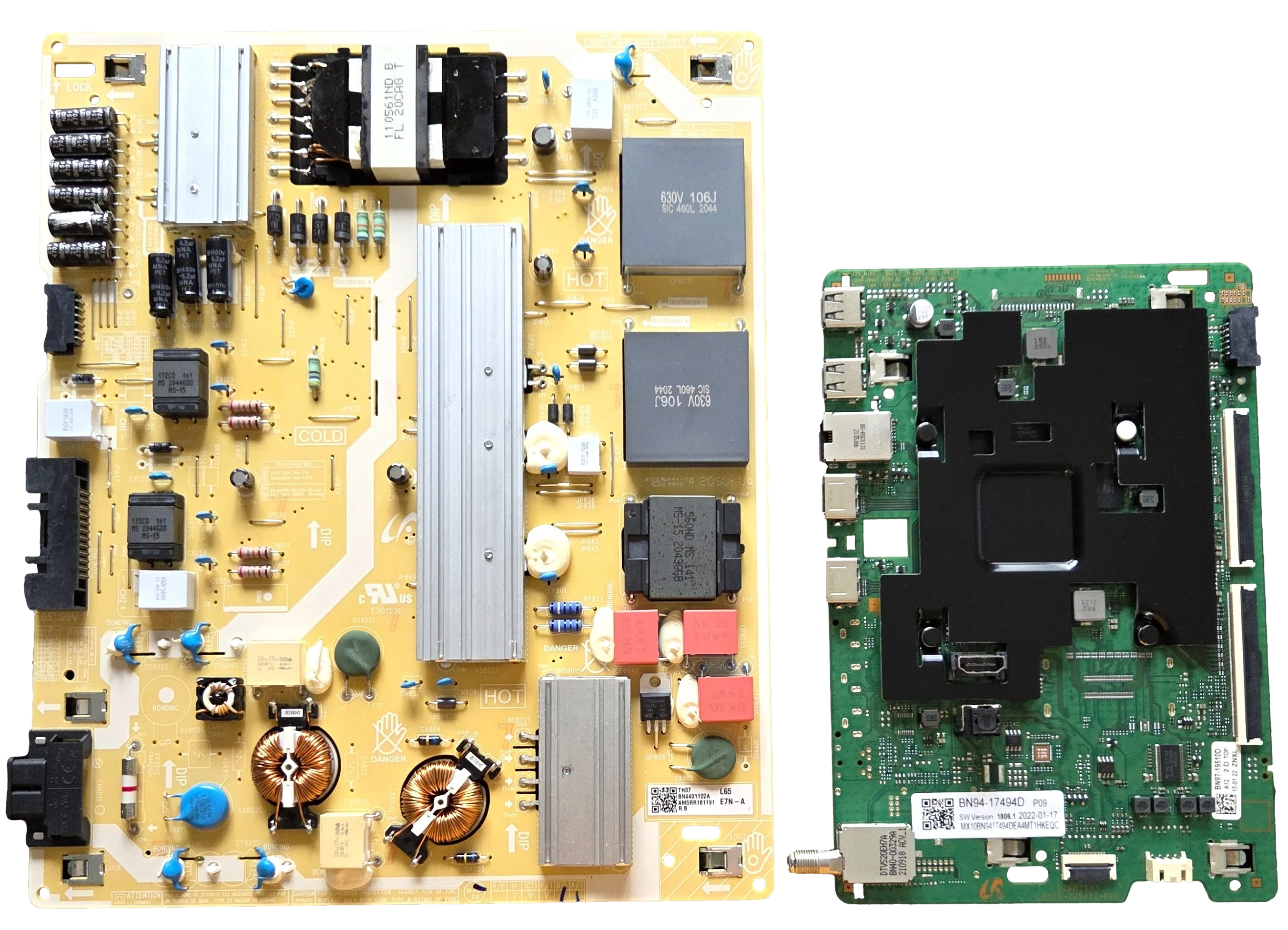 QN65Q60AAFXZA Samsung TV Repair Parts Kit, BN94-17494D Main Board, BN44-01102A Power Supply, QN65Q60AAFXZA