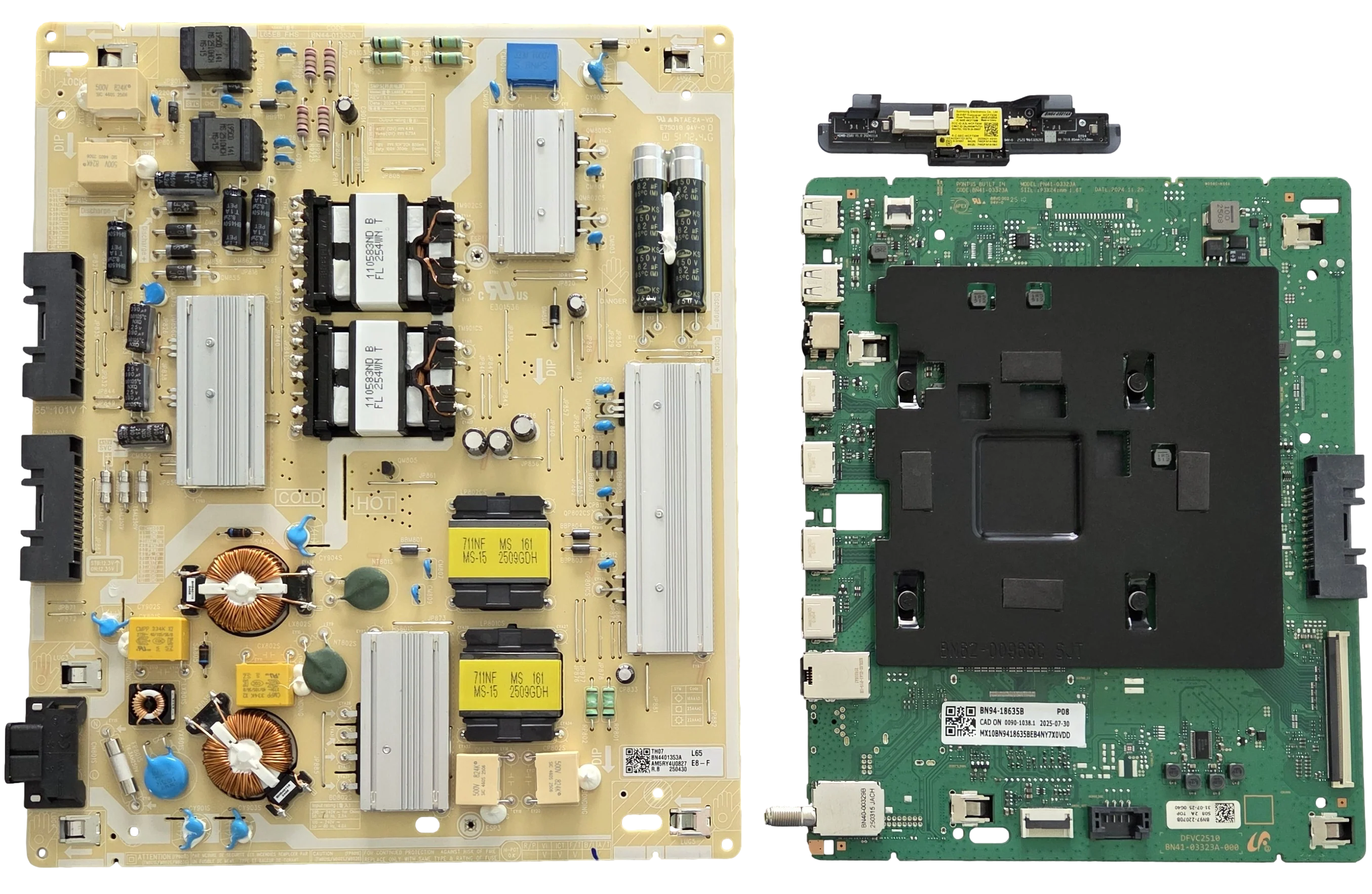 QN65Q8FAAFXZA Samsung TV Repair Parts Kit, BN94-18635B Main Board, BN44-01353A Power Supply, BN59-01485A Wifi, QN65Q8FAAFXZA