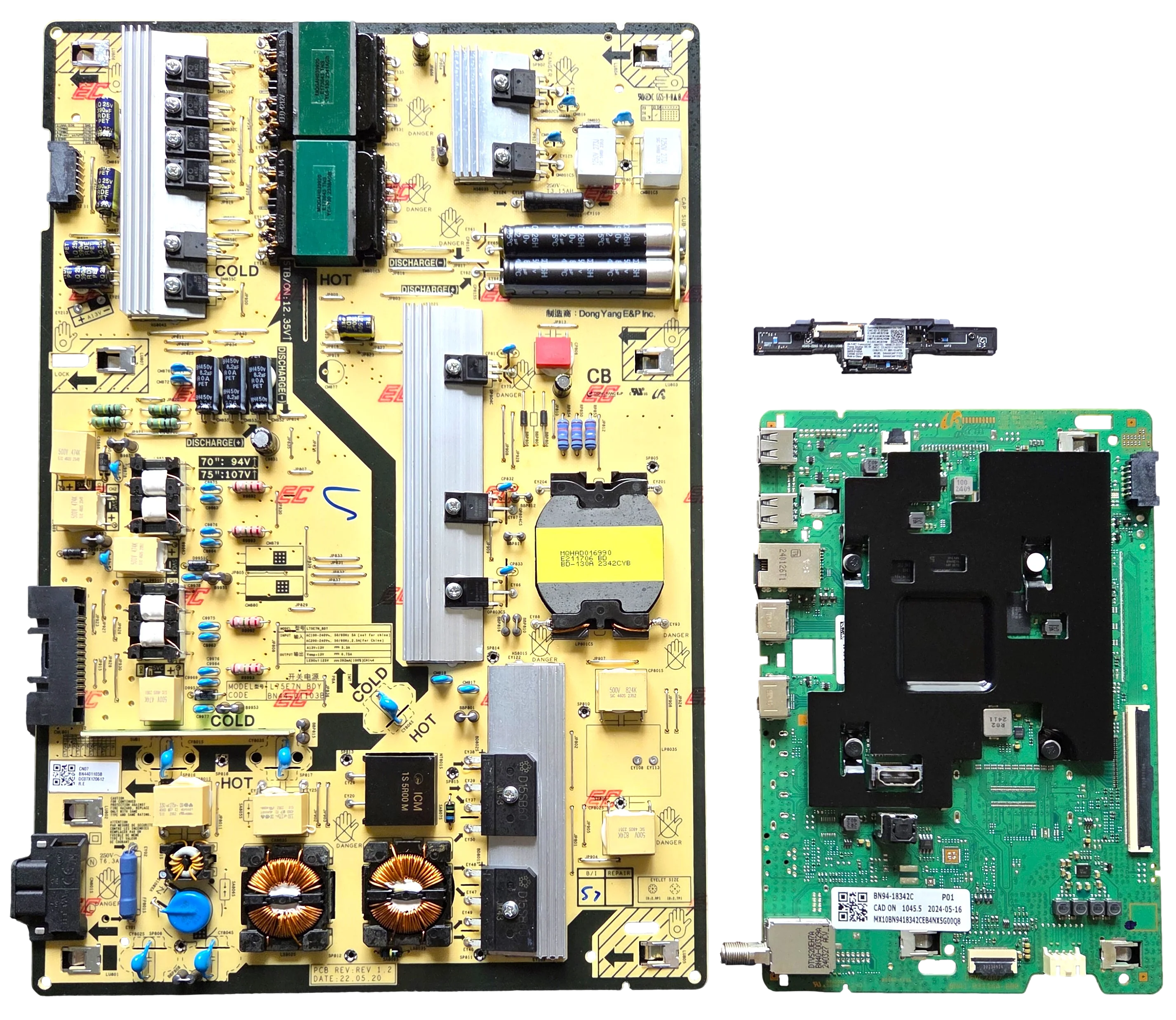 QN75Q60DAFXZA Samsung TV Repair Parts Kit, BN94-18342C Main Board, BN44-01103B Power Supply, BN59-01403A Wifi, CA01, CA02, UA04, QN75Q60DAFXZA