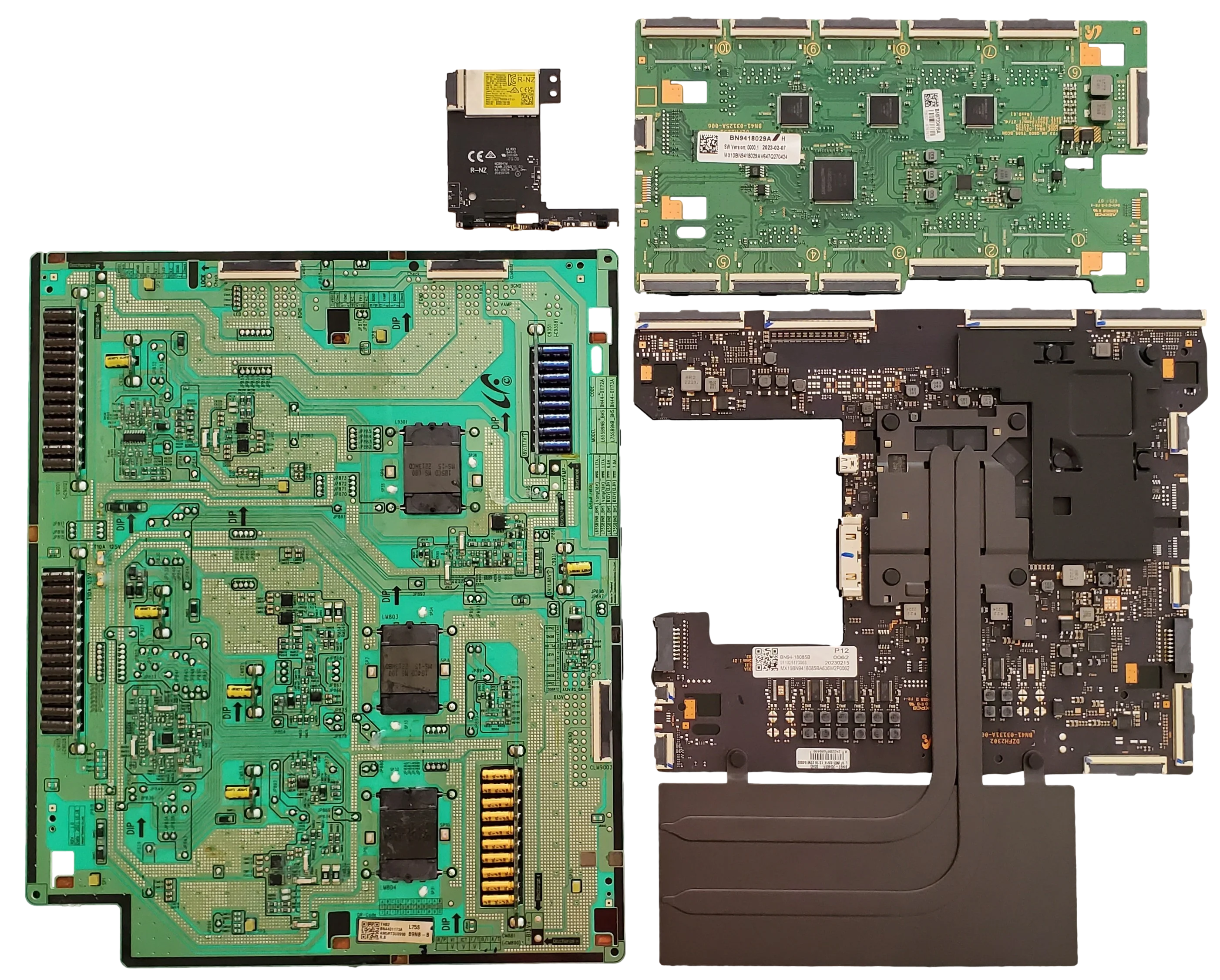 QN75QN800CFXZA Samsung TV Repair Parts Kit, BN94-18085B Main Board, BN94-18029A VSS LED, BN44-01173A Power Supply, BN59-01395A Wifi, QN75QN800CFXZA