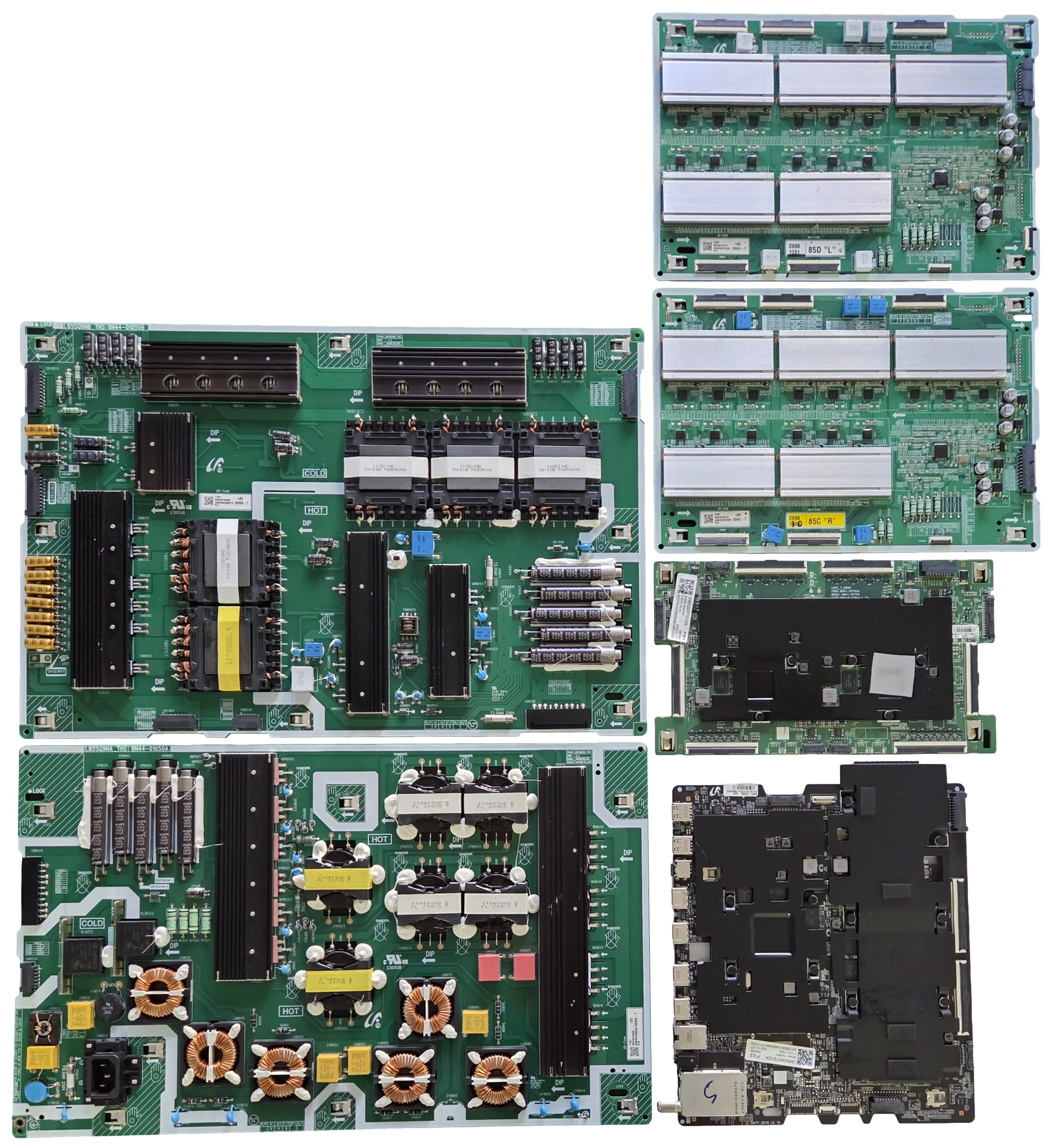 QN85Q900TSFXZA Samsung TV Repair Parts Kit, BN94-15495H Main, BN95-06820A T-Con, BN44-01050B Power, BN44-01050A Power, BN44-01047E LED, BN44-01047F LED, QN85Q900TSFXZA