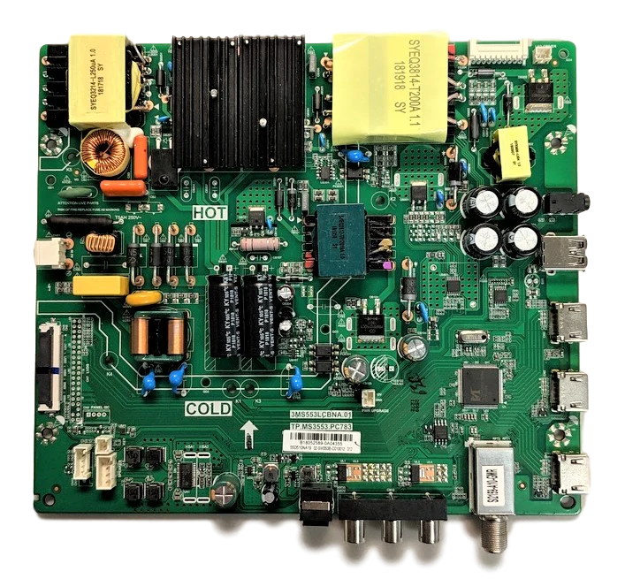 S8SW353BC010000 Insignia Main Board/Power Supply, B18052589, 3MS553LCBNA.01, TP.MS3553.PC783, NS-55D510NA19