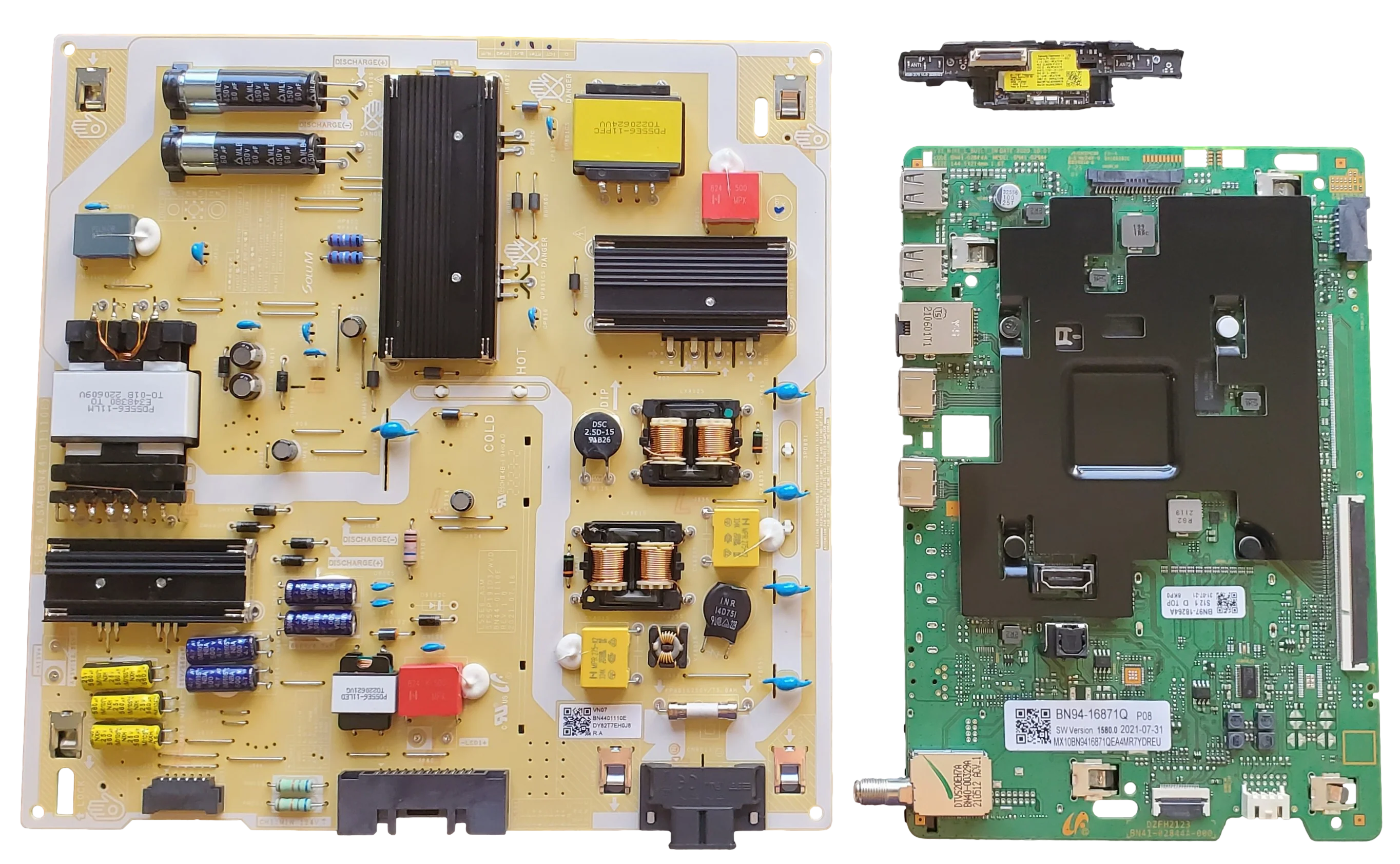 UN55AU8000BXZA Samsung TV Repair Parts Kit, BN94-16871Q Main Board, BN44-01110E Power Supply, JF13, UN55AU8000BXZA, UN55AU8000FXZA