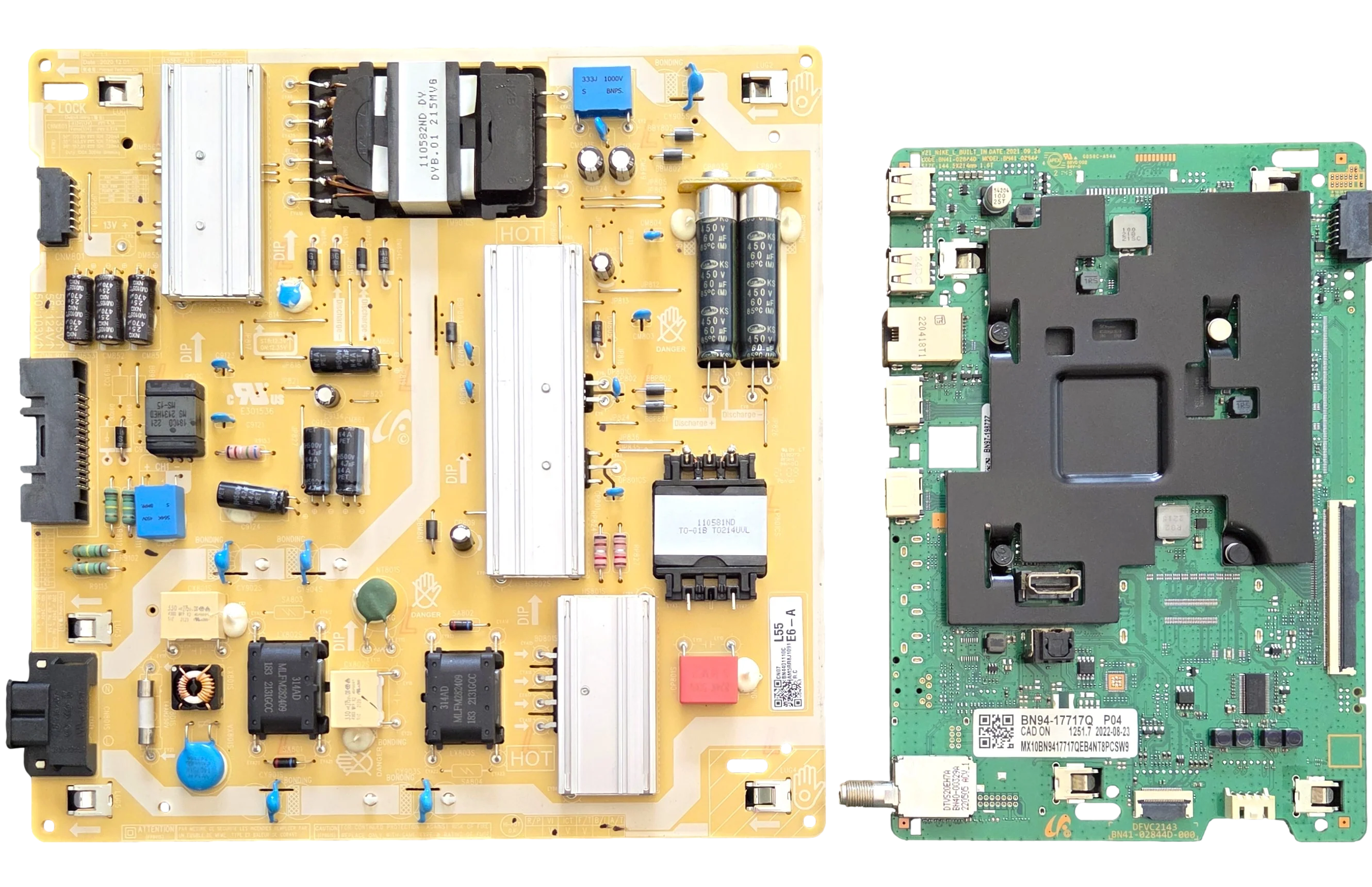UN55AU8000FXZA Samsung TV Repair Parts Kit, BN94-17717Q Main Board, BN44-01110C Power Supply, UN55AU8000FXZA WA61, WA62, UN55AU8000FXZA