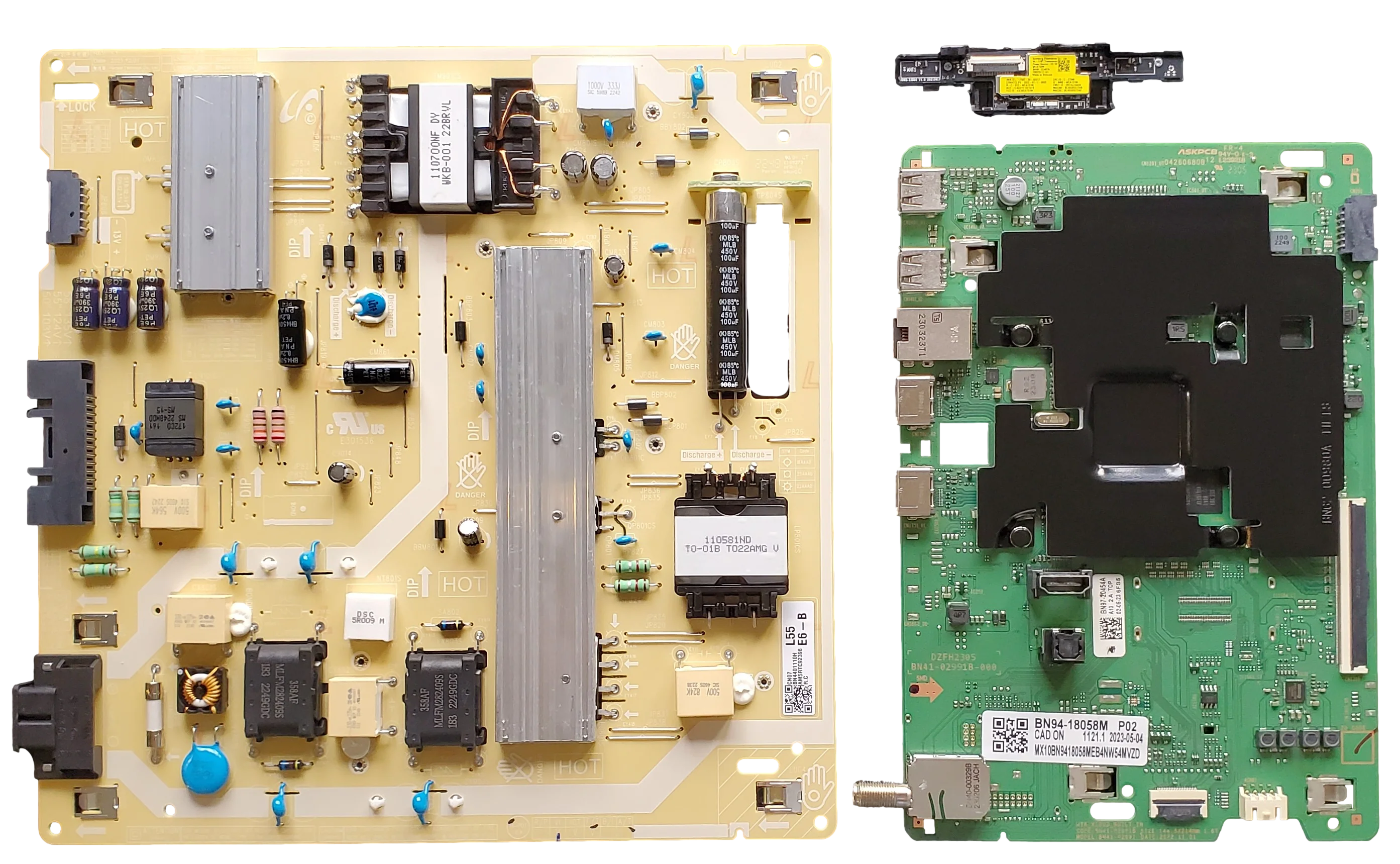UN55CU8000FXZA Samsung TV Repair Parts Kit, BN94-18058M Main Board, BN44-01110H Power Supply, BN95-01407A Wifi, UN55CU8000FXZA