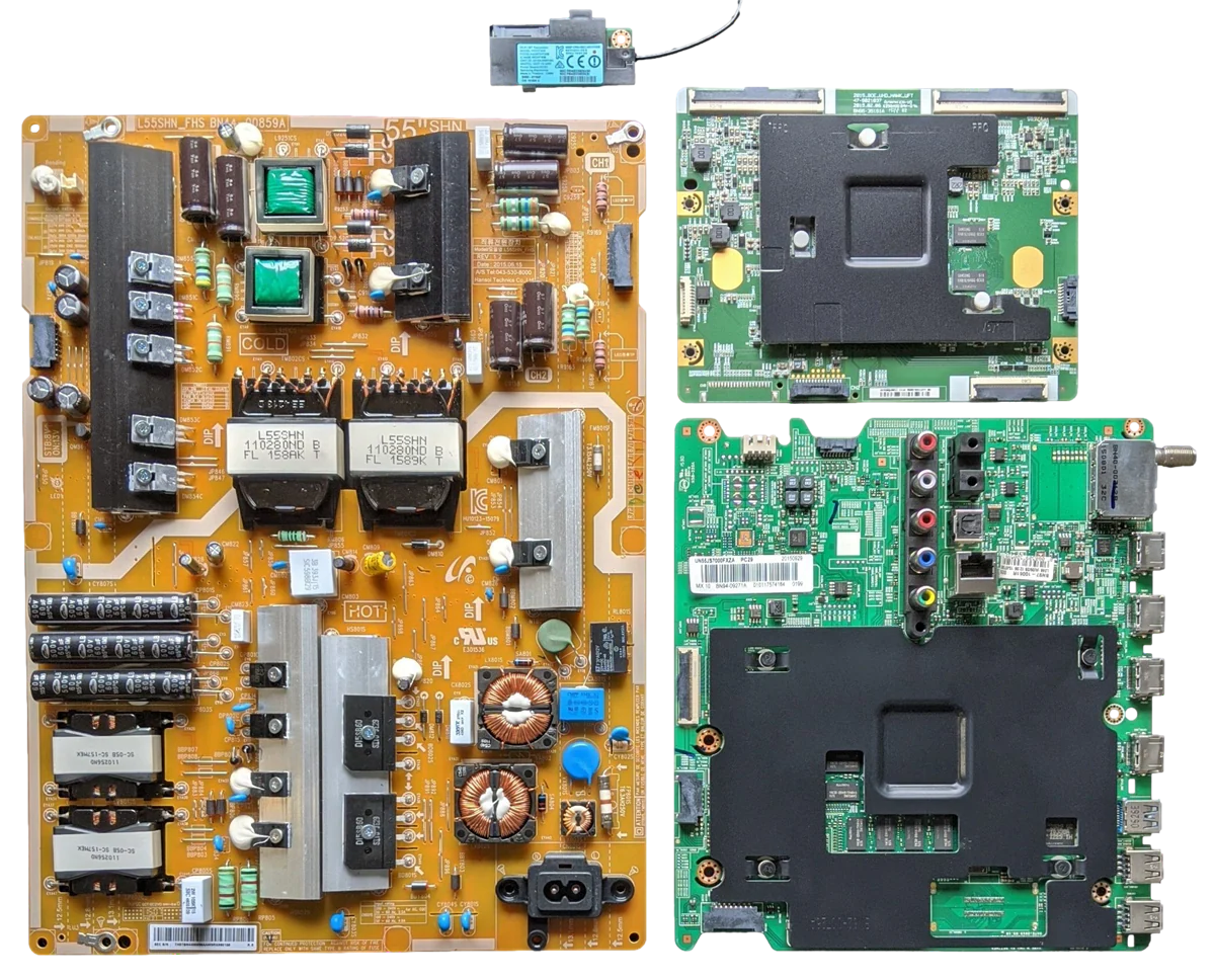 UN55JS7000FXZA Samsung TV Repair Parts Kit, BN94-09271A main Board, BN44-00859A Power Supply, BN96-35161A T-Con, BN59-01194F Wifi, UN55JS7000FXZA