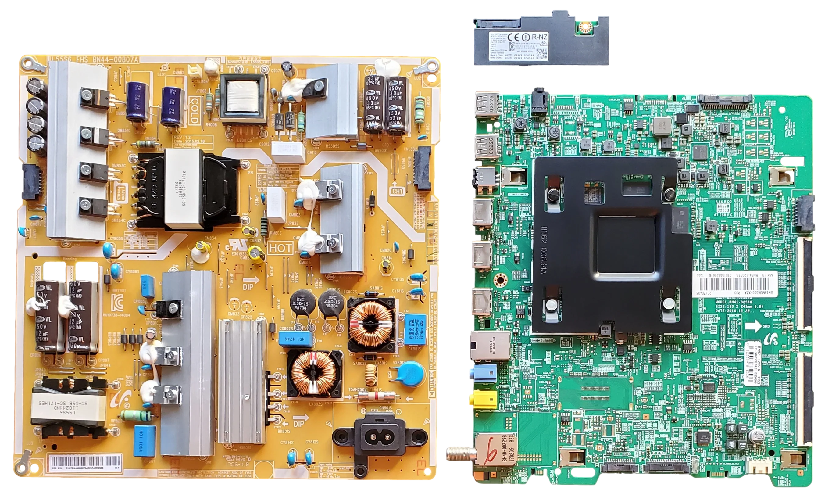 UN55MU6300FXZA Samsung TV Repair Parts Kit, BN94-12037A Main Board, BN44-00807A Power Supply, BN59-01264A Wifi, FA01, UN55MU6300FXZA