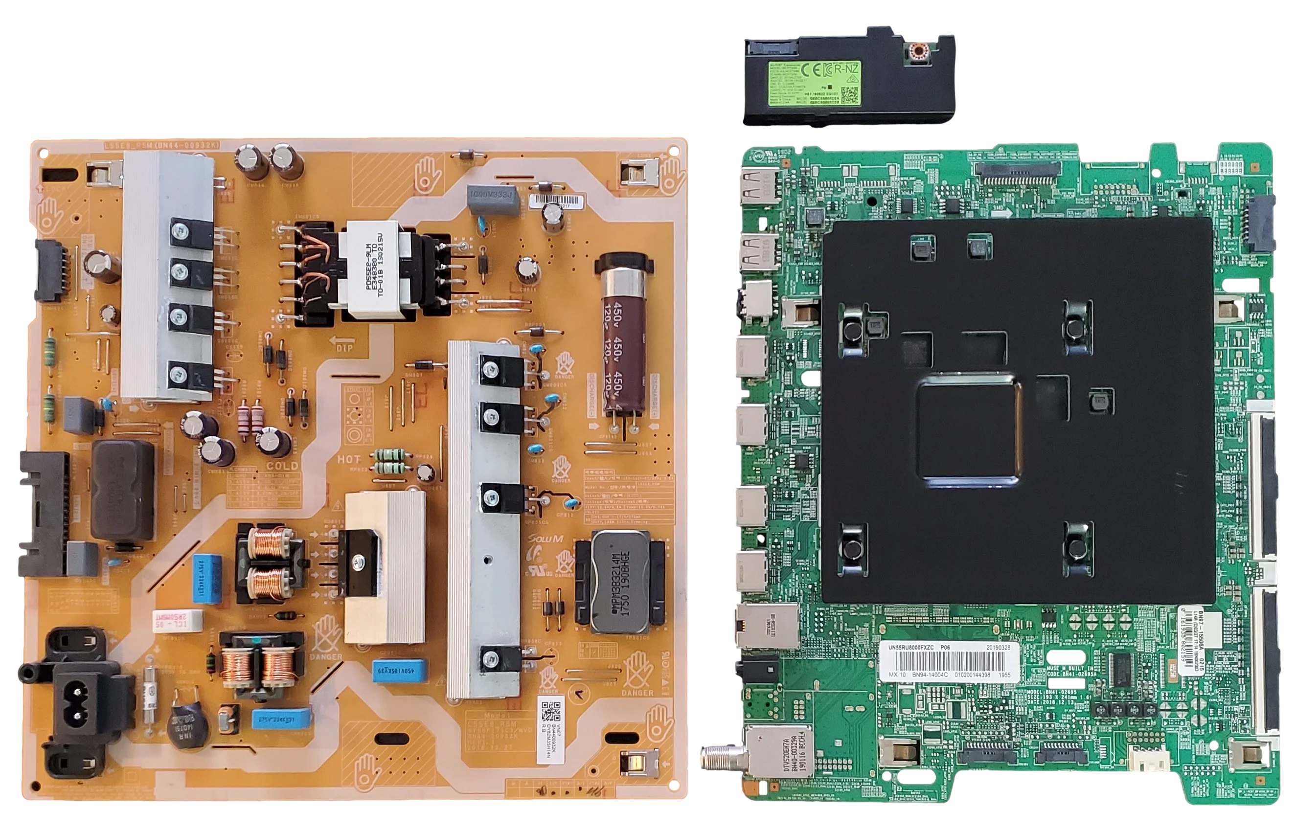 UN55RU800DFXZA Samsung TV Repair Parts Kit, BN94-14004C Main Board, BN44-00932K Power Supply, BN59-01314A Wifi, UN55RU800DFXZA FA01, UN55RU800DFXZA