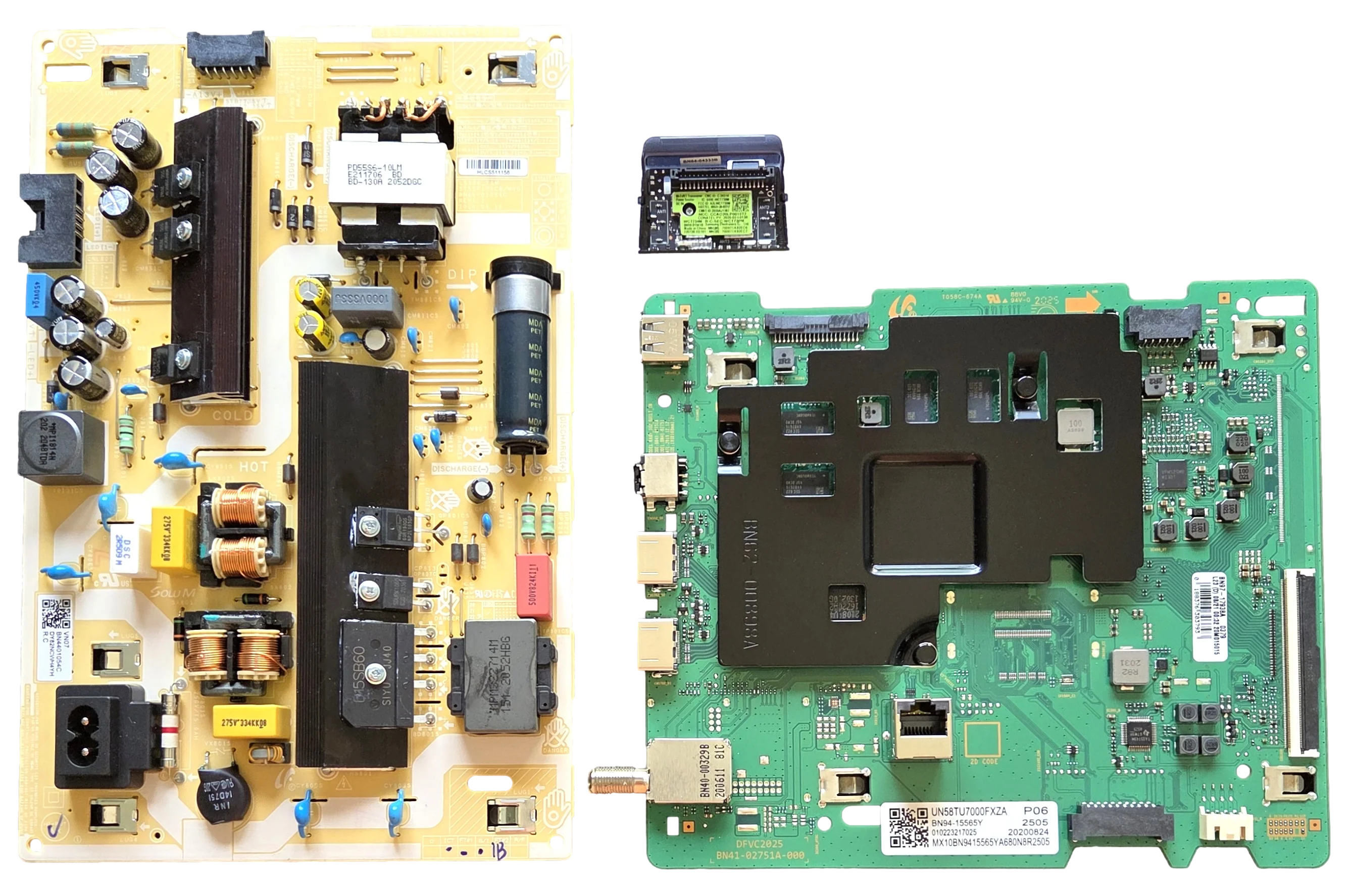 UN58TU7000FXZA Samsung TV Repair Parts Kit, BN94-15565Y Main Board, BN44-01054C Power Supply, BN59-01341B Wifi, UN58TU7000FXZA XA03, XC04, UN58TU7000FXZA