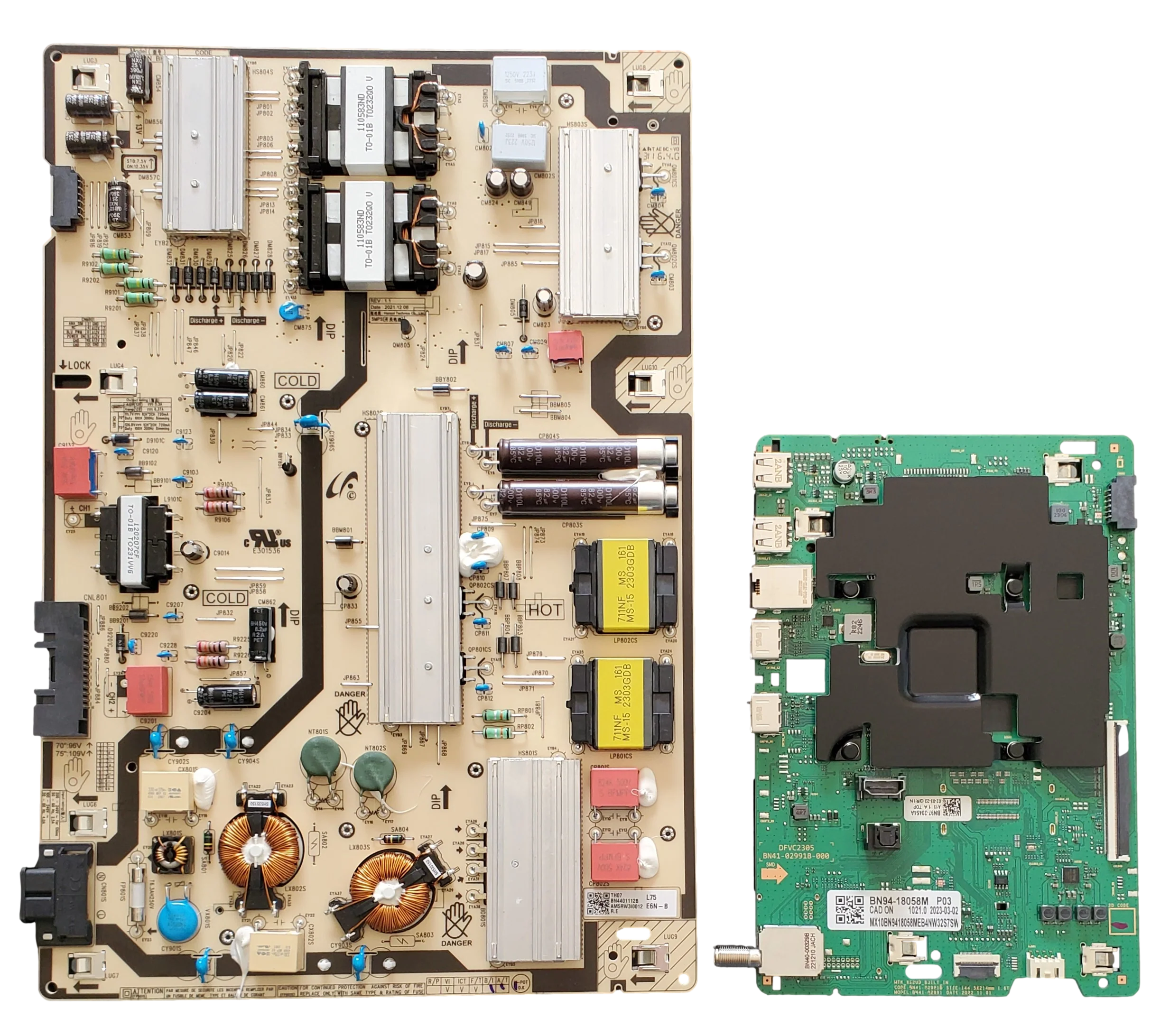 UN75CU8000DXZA Samsung TV Repair Parts Kit, BN94-18058M Main Board, BN44-01112B Power Supply, UN75CU8000DXZA UB01, UN75CU8000DXZA